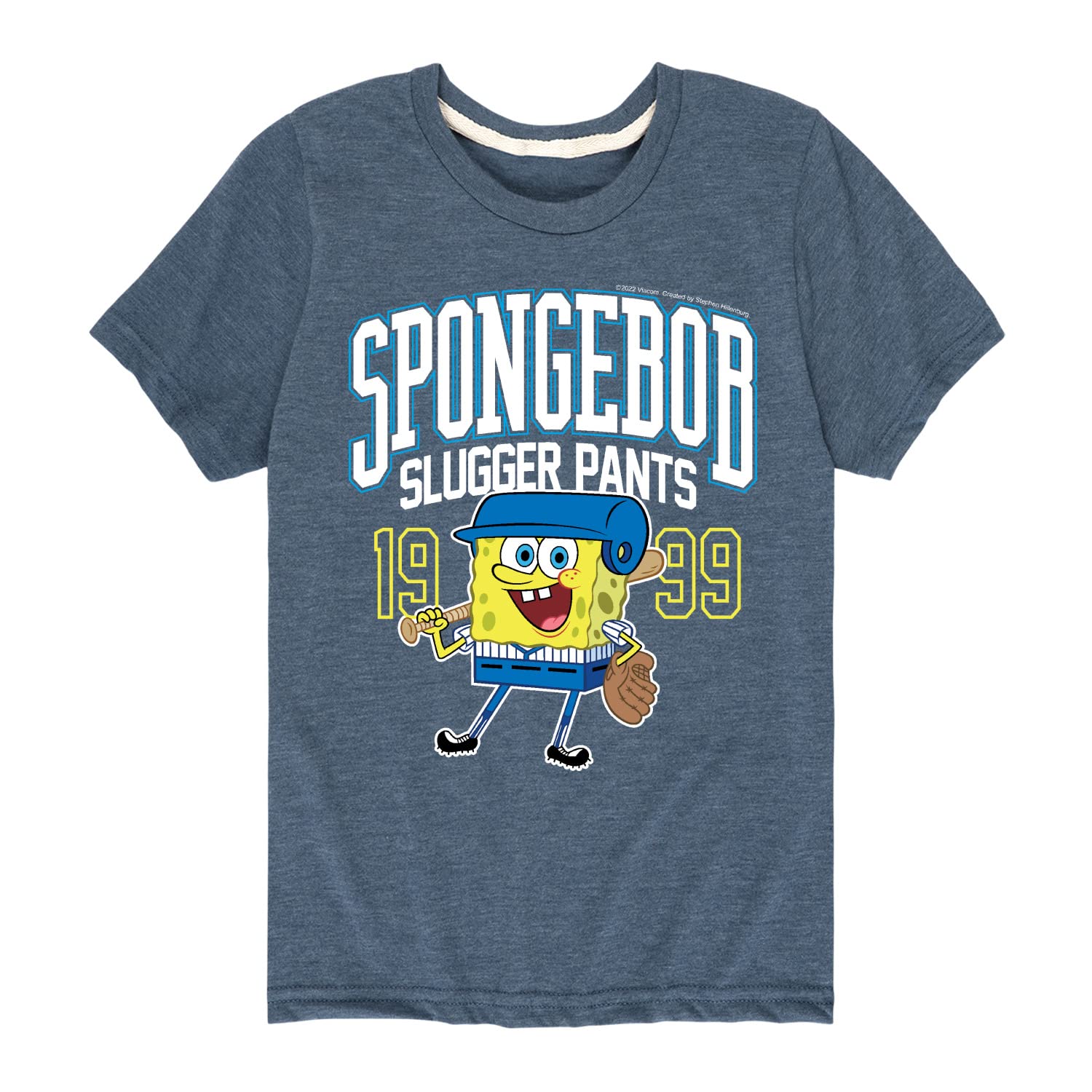 HYBRID APPAREL Spongebob Squarepants Graphic T-Shirt for Toddler & Youth - Soft Short Sleeve Tee with Spongebob Slugger Design - Perfect for Playdates, Birthday Parties & Cartoon Lovers