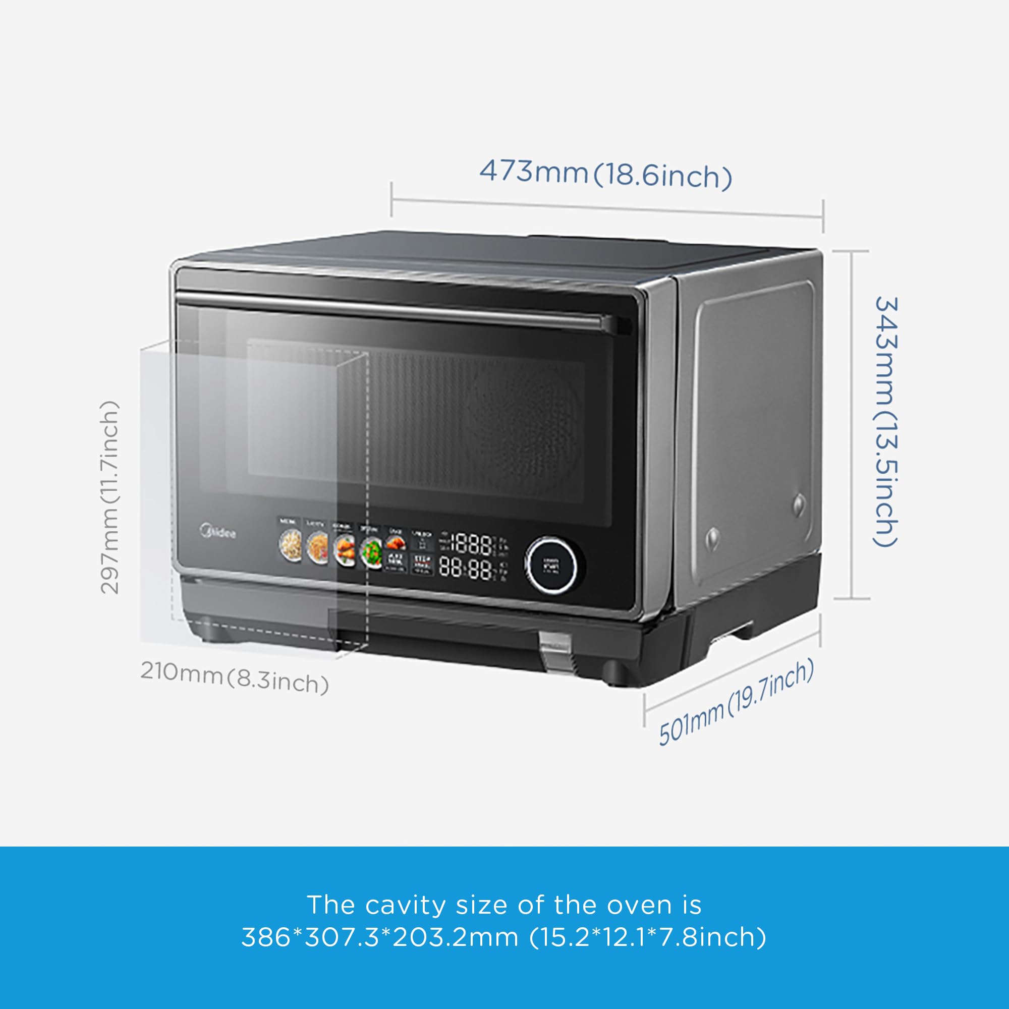 Midea 4-in-1 Multifunctional Microwave Oven with Air Fryer, Steamer & Convection - 32 Auto Programs, Adjustable Power/Temperature, 0.9 Cu.Ft (23L) Capacity, Color Touch Screen - Perfect for Small Kitchens, Quick Meals & Healthy Cooking