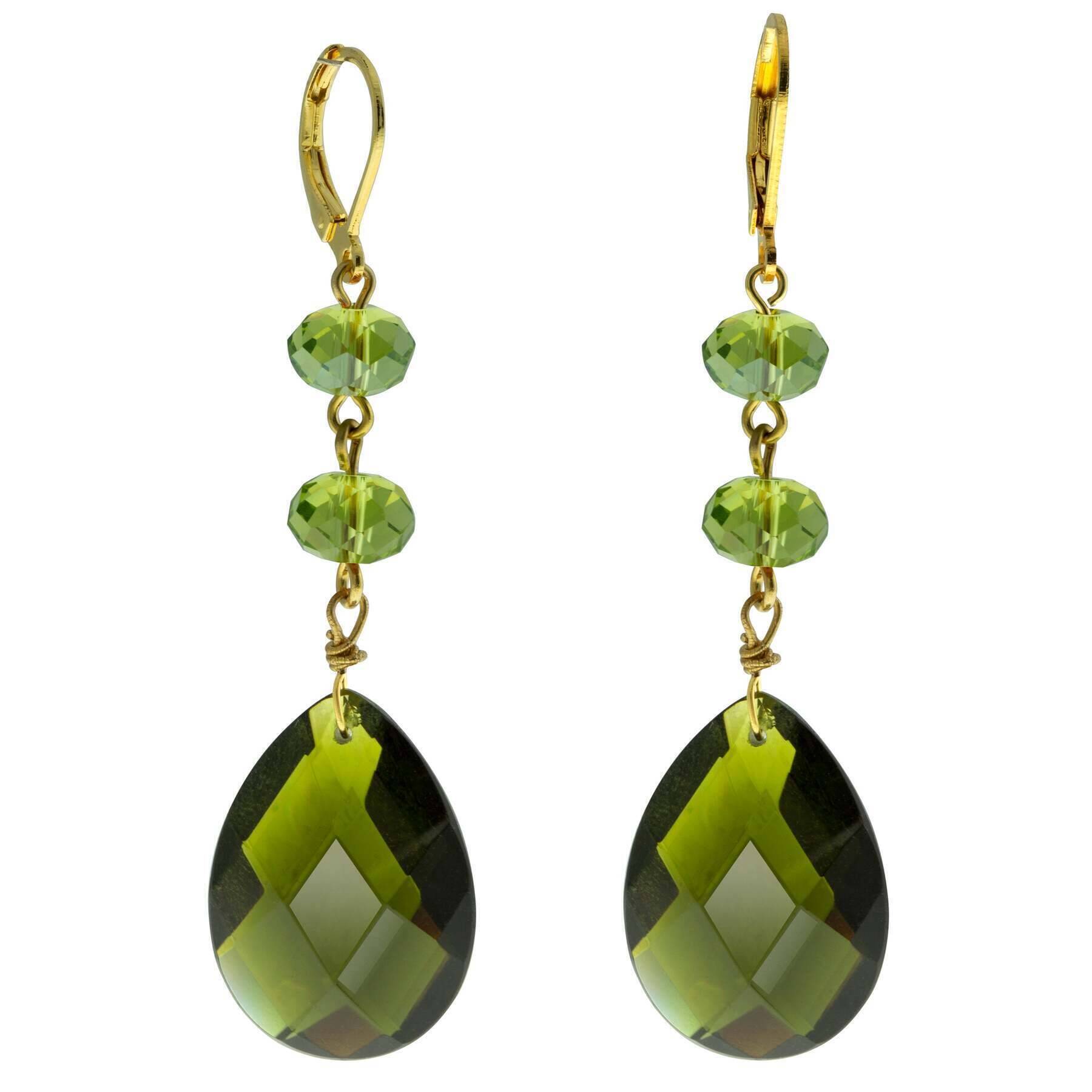 1928 Jewelry Briolette Faceted Teardrop Crystal Bead Drop Earrings - Elegant Dangle Earrings for Women, Perfect for Weddings, Parties & Special Occasions