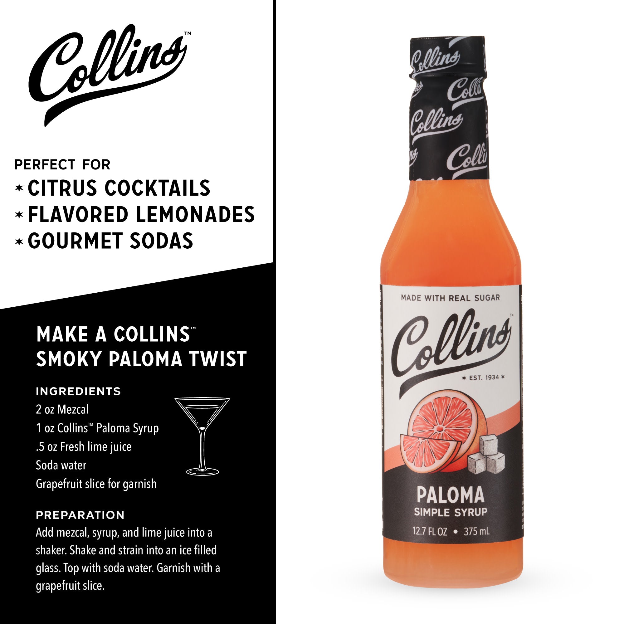 Paloma Simple Syrup - 12.7 oz Premium Cocktail Mixer for Margaritas, Palomas & Tequila Drinks - Perfect for Home Bars, Parties & Mexican-Themed Events