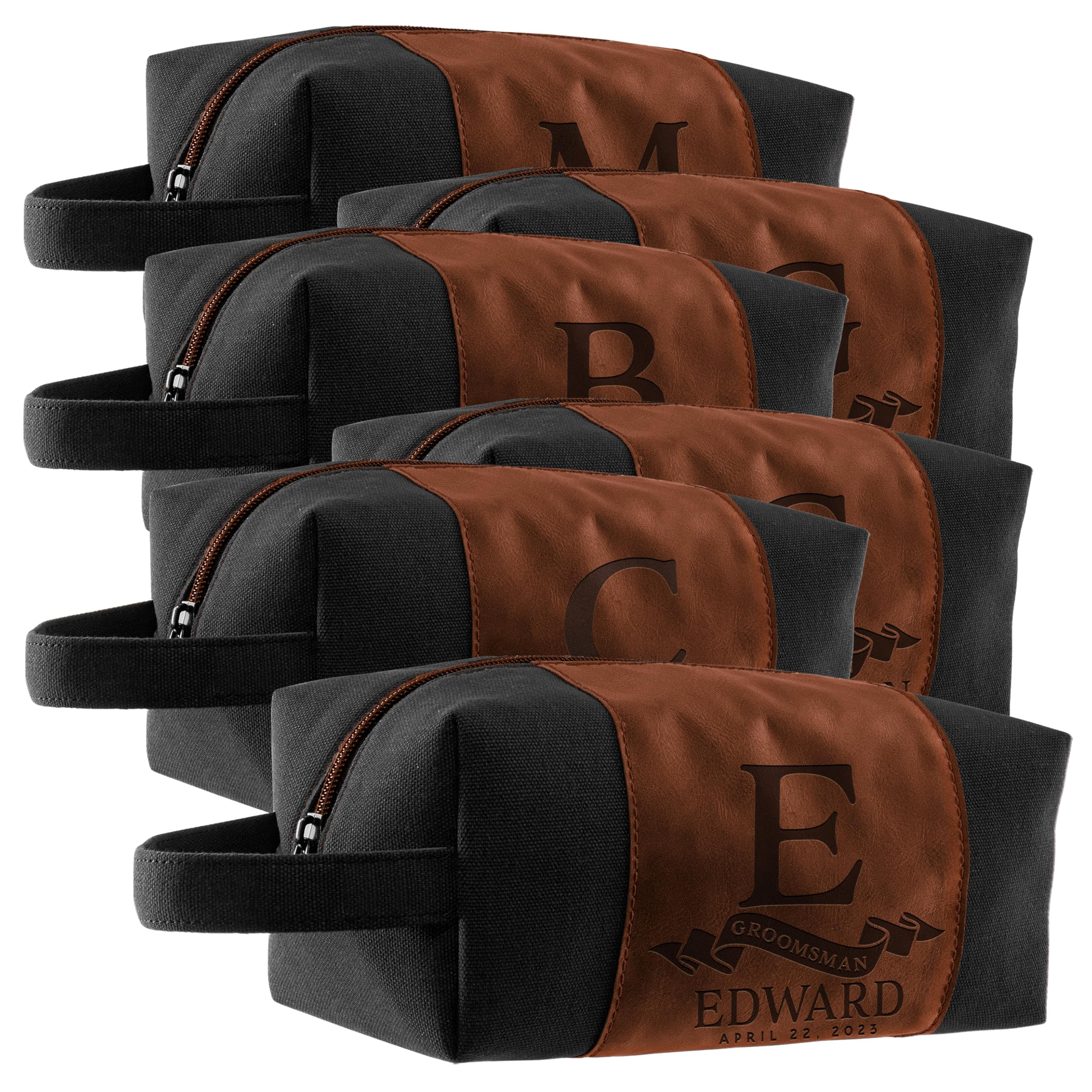Personalized Groomsmen Gifts for Wedding - Custom Engraved Men's Toiletry Bag Set - Perfect for Bachelor Party, Honeymoon & Travel Essentials