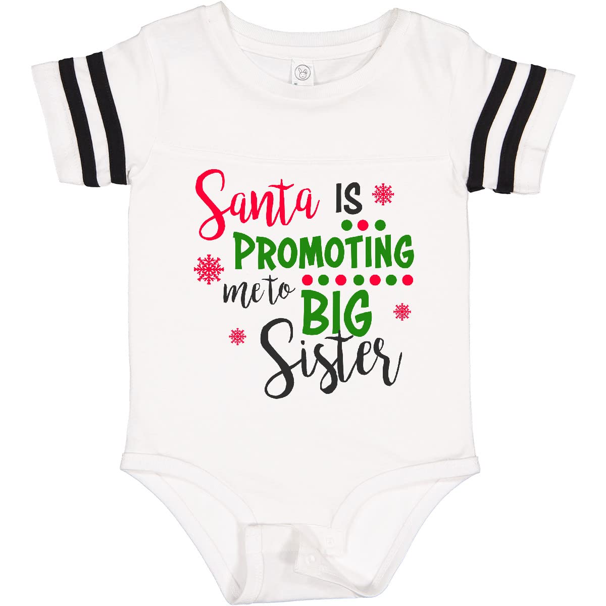 Inktastic Santa Promotes Me to Big Sister Baby Bodysuit - Cute Christmas Sibling Announcement Outfit for Newborns & Toddlers