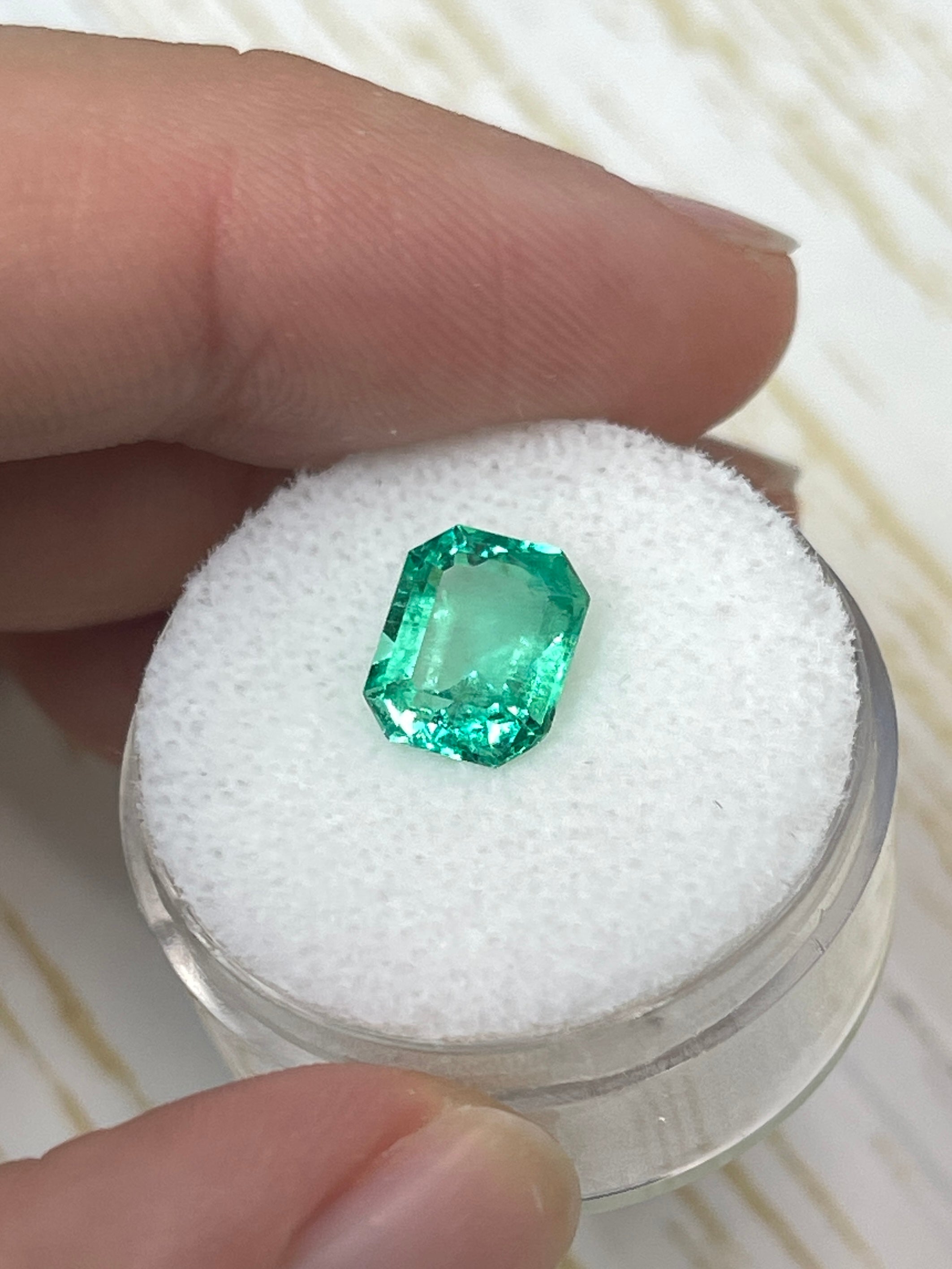 2.14 Carat 9x7mm Muzo Yellowish Green Natural Loose Colombian Emerald - Emerald Cut Gemstone for Jewelry Making, Engagement Rings & Collector's Items