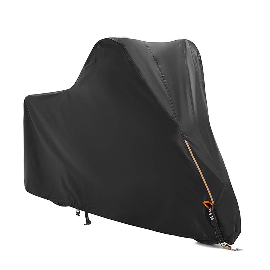 BOSS HOSS Motorcycle Cover - Heavy Duty Oxford Cloth Waterproof Bike Cover with Night Reflective Strips, Lock Holes & Storage Bag (Grey/Black) - Ideal for Outdoor Parking & Long-Term Storage