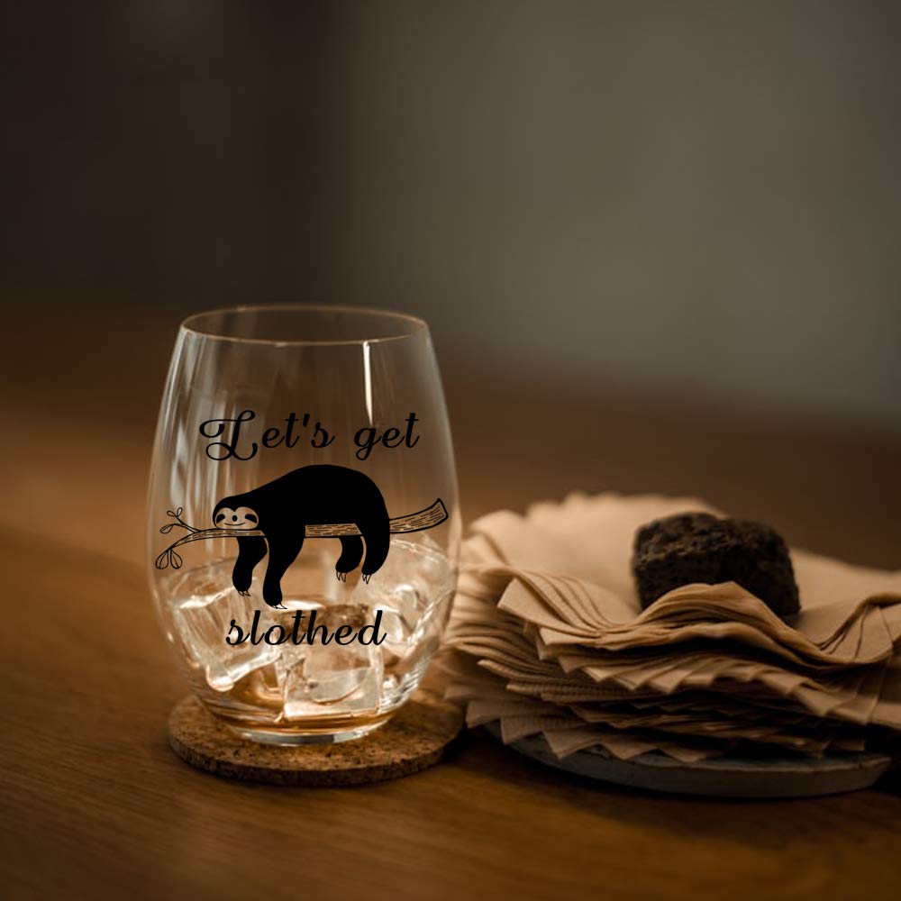 Funny Sloth Stemless Wine Glass - Cute Sloth Gifts for Women & Men, Perfect for Christmas, Valentine's Day, Birthday & Anniversary - Great for Parties, Home Decor & Wine Lovers