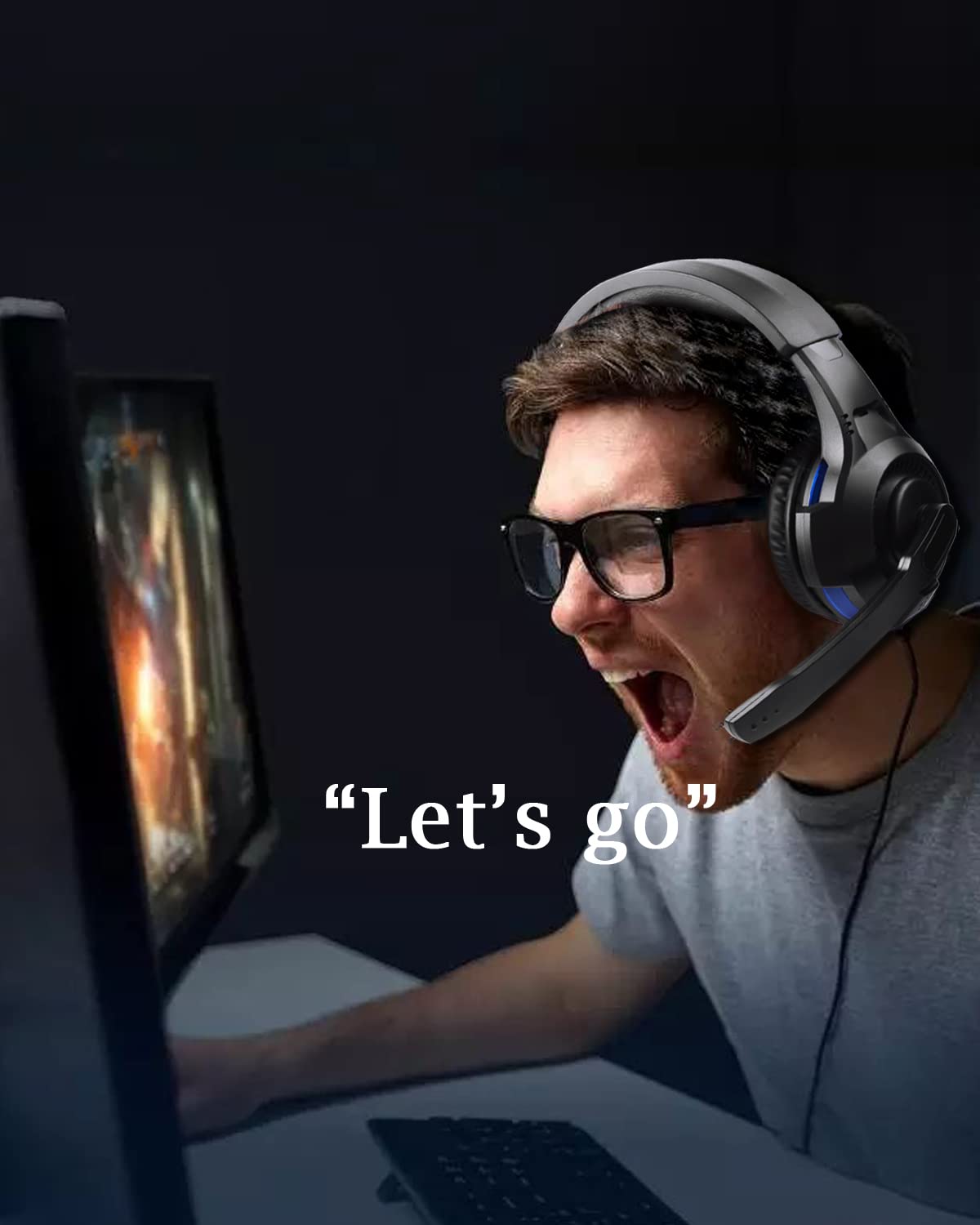Wireless Gaming Headset with Microphone for PS5, PS4, Xbox Series X/S, Nintendo Switch & PC - 3.5mm Wired Unilateral Headphones with Mic Control for Laptops, Tablets & Phones - Perfect for Online Gaming, Streaming & Video Calls