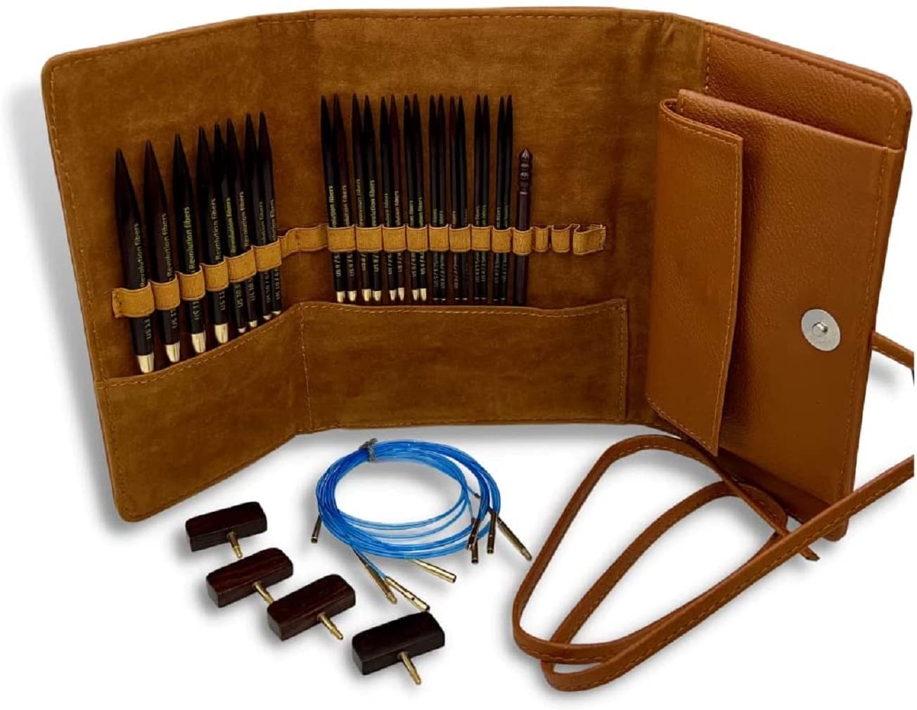 Premium 5-Inch Rosewood Interchangeable Circular Knitting Needles Set (29-Piece) with Leather Case | Perfect for Socks, Hats & Sweaters | Portable Knitting Kit for Travel & Home Crafting | Ideal Gift for Knitters