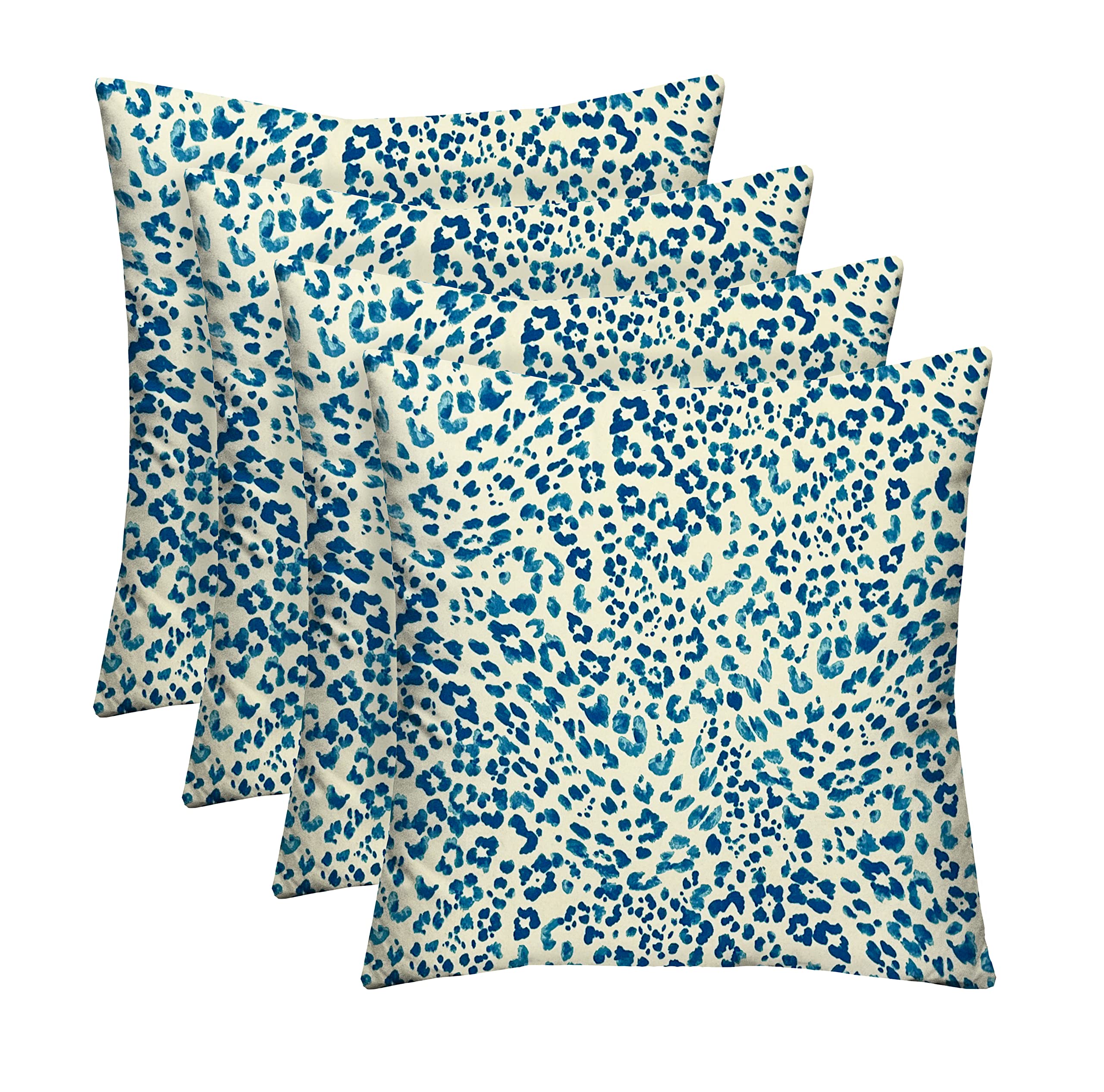 4-Pack 24x24 Inch Square Throw Pillows - All-Weather Spun Fabric Outdoor Cushions - Waterproof & Fade-Resistant Patio Pillow Covers - Sunny Spot Blue - Perfect for Garden, Deck, Porch & Outdoor Furniture Decor