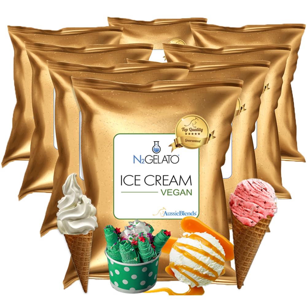 AussieBlends Vegan Ice Cream Mix - 8 Pack for Soft Serve, Rolled Ice Cream, Gelato, Liquid Nitrogen & Hard Ice Cream | Dairy-Free, Plant-Based Dessert Mix for Home, Cafes & Ice Cream Shops