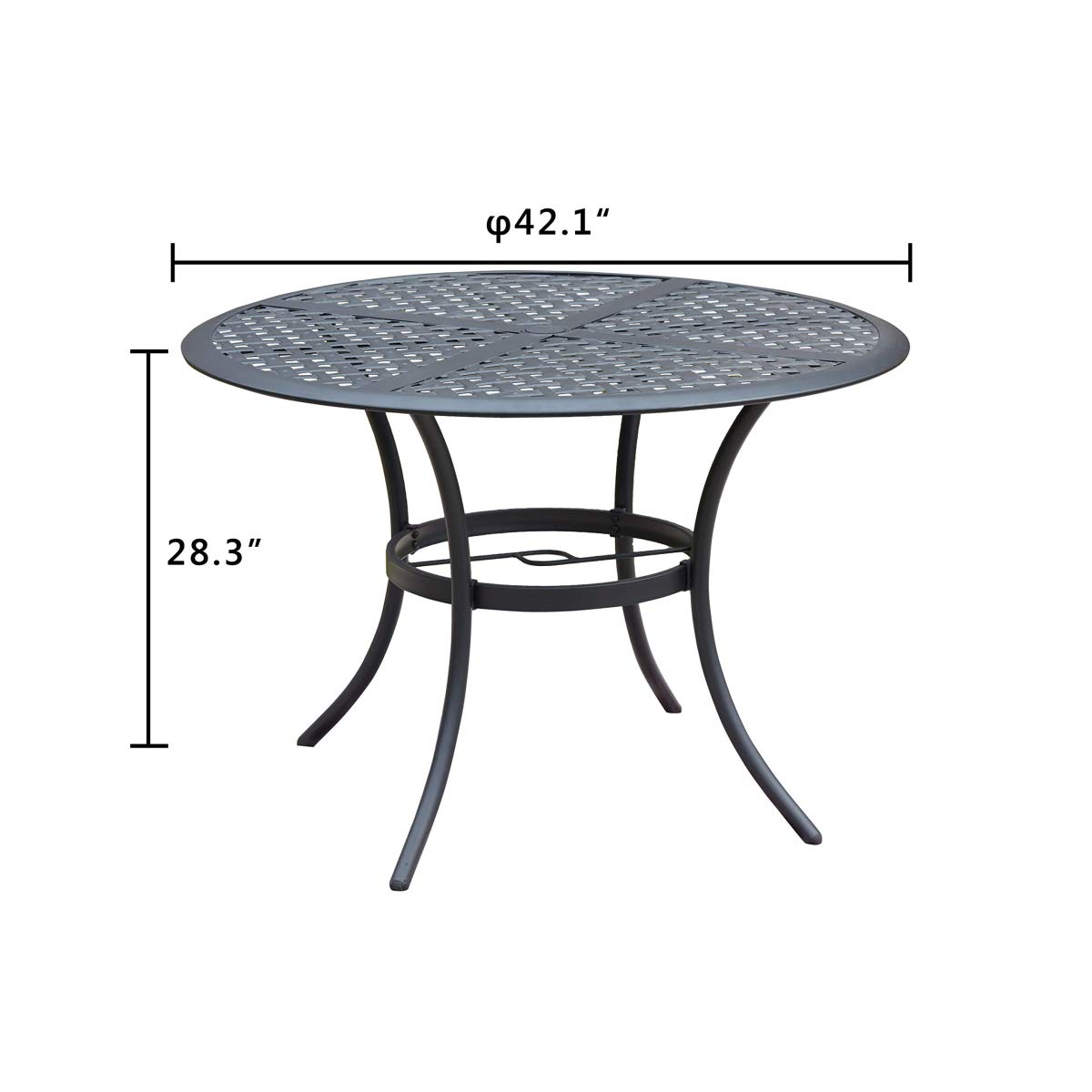 Romayard 42 Inch Round Outdoor Dining Table - Powder-Coated Steel Patio Bistro Table with 2.1