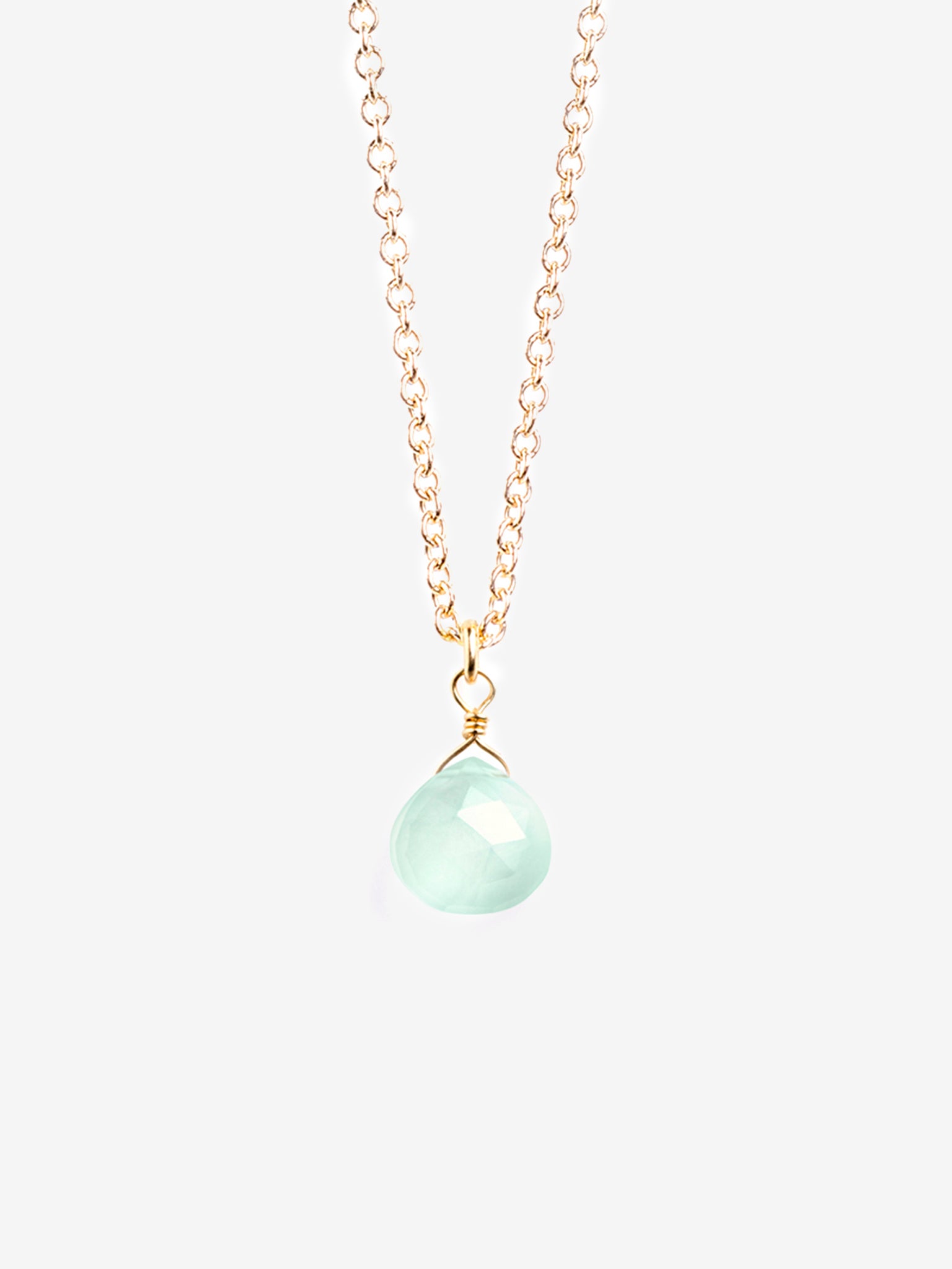 Wanderlust Life Gold Chain Pendant Necklace with Sea Glass Chalcedony - Perfect for Beach Weddings, Boho Fashion & Everyday Elegance