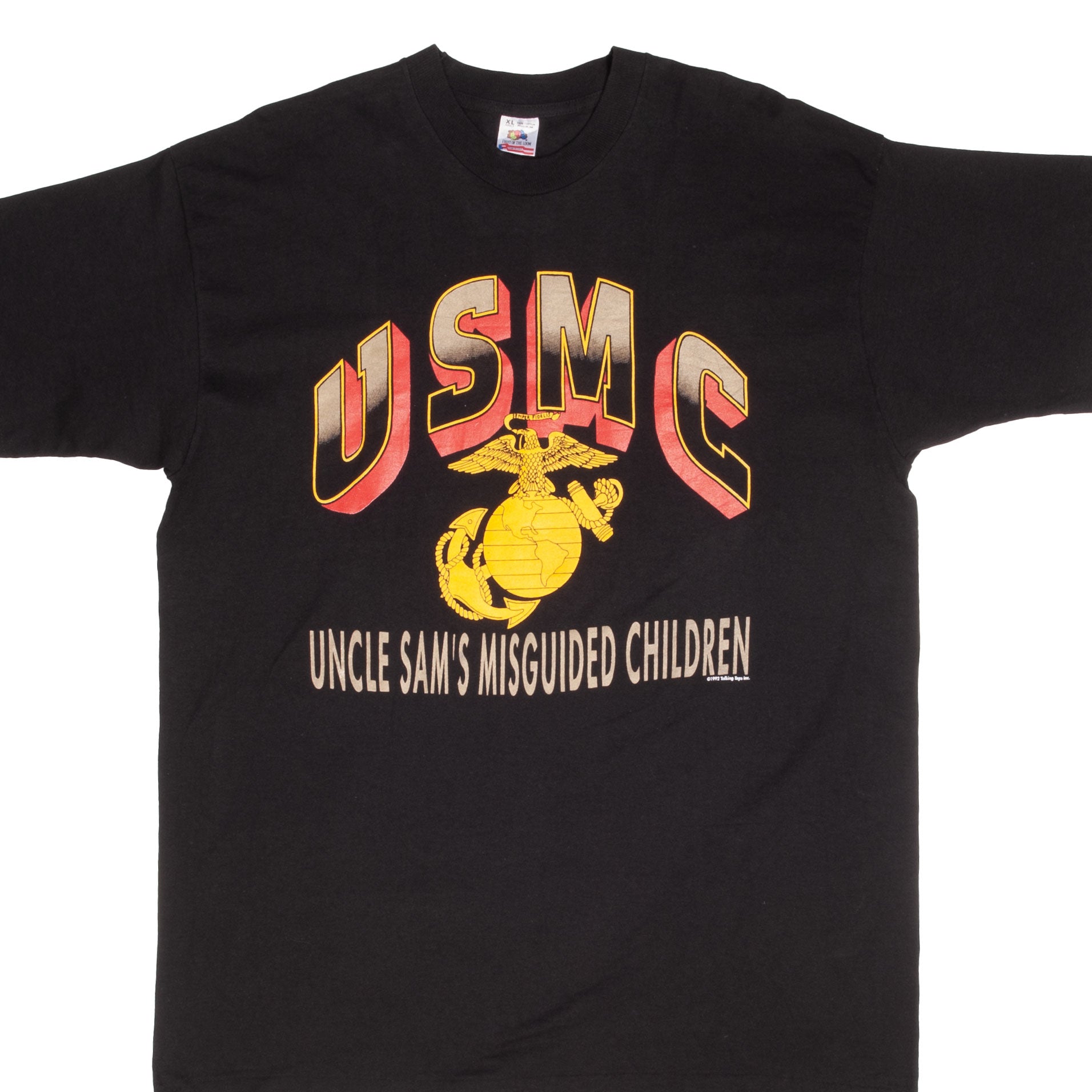 Vintage USMC Marines 1992 Uncle Sam Misguided Children Graphic Tee Shirt - XL Size, Made in USA - Perfect for Military Enthusiasts, Patriotic Events & Casual Wear