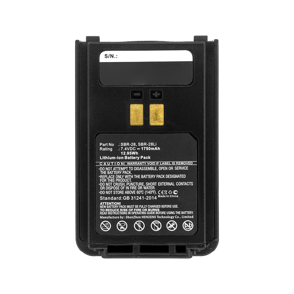 Synergy Digital 2-Way Radio Li-ion Battery Pack (7.4V 1750mAh) - Replacement for YAESU FT-4XR & SBR-28 - 5-Pack Combo for Long-Lasting Communication - Perfect for Outdoor Adventures, Emergency Preparedness, and Business Operations