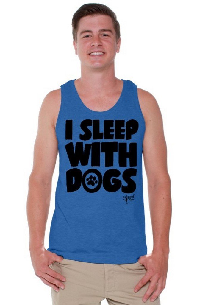Men's Funny I Sleep with Dogs Tank Top - Black Pet Lover Shirt for Dog Owners - Perfect for Casual Wear, Dog Parks & Gifts