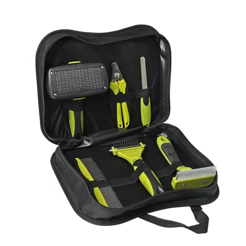 Happlr™ Ultimate Dog Grooming Kit - 5-in-1 Professional Dog Brush Set with Slicker Brush, Detangling Brush & Undercoat Rake for Shedding Control | Includes Dog Nail Clippers & Trimmer | Perfect for Home Grooming & Pet Care