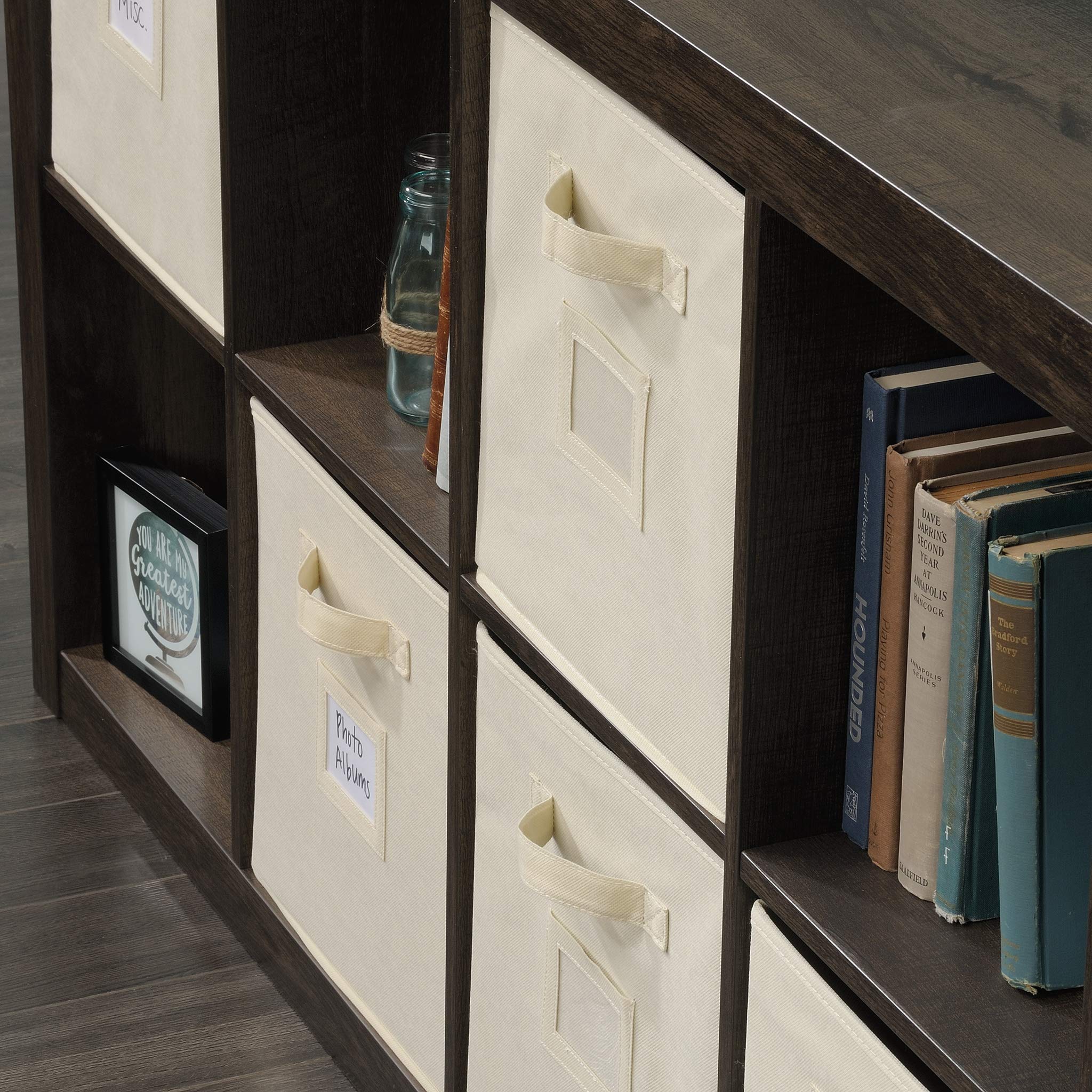 Sauder 8-Cube Storage Organizer with Smoked Oak Finish - Pantry Cabinet, Closet Organizer, Bookshelf for Home & Office Organization