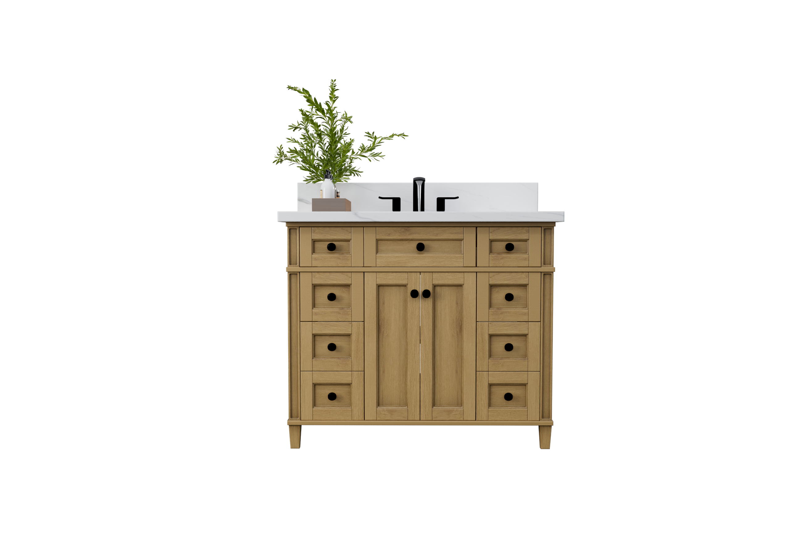 Kensington 41.5 Inch Solid Wood Bathroom Vanity in Desert Oak - Cabinet Only for Modern Home Bathroom Remodel