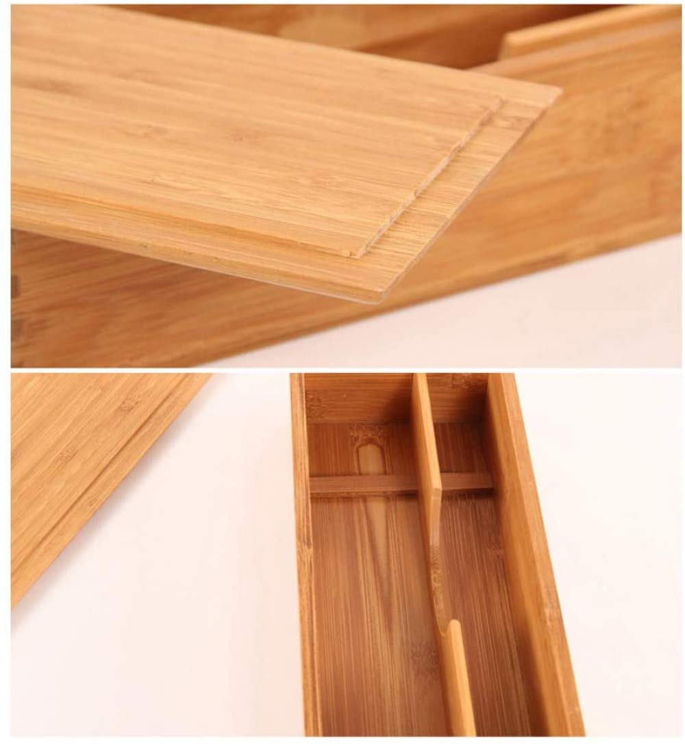 Premium Wooden Double Grid Storage Box - Bamboo Cutlery Organizer for Tableware, Chopsticks & Spoons with Lid - Perfect for Kitchen, Dining Room & Picnic Organization