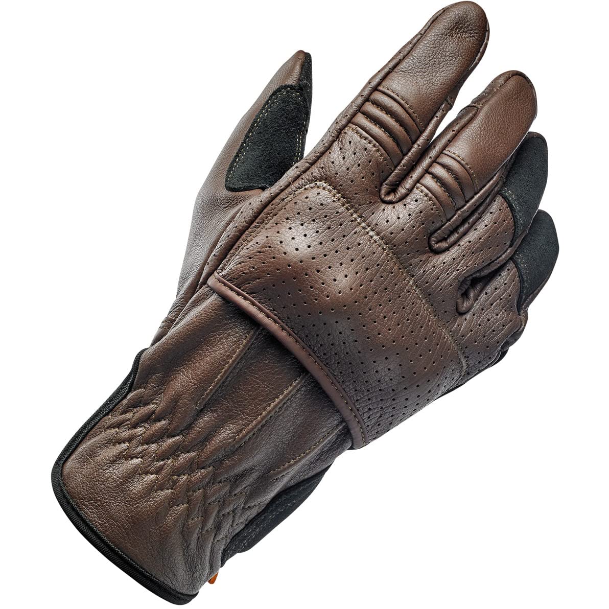 Biltwell Borrego Motorcycle Gloves - CE Certified, Abrasion Resistant, Shock Absorbing Hard Knuckle Gloves (Chocolate Black) - Ideal for Cruiser, Touring & Adventure Riding