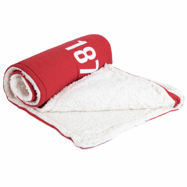 Manchester United Core Striped Sherpa Fleece Blanket - Soft & Warm Team Logo Throw for Football Fans - Perfect for Game Nights, Bedroom & Living Room Decor