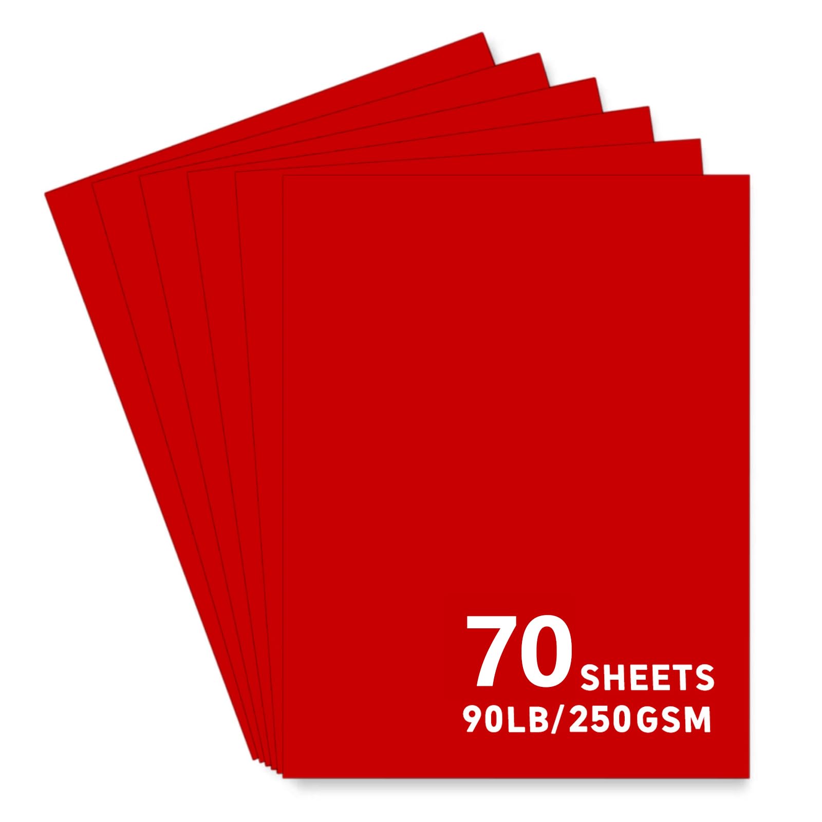 70 Sheets Red Cardstock Paper 8.5x11 Inches - 90 lb/250 GSM Thick Construction Paper for Cricut, Card Making, Scrapbooking, DIY Crafts - Perfect for Greeting Cards, Invitations, School Projects & Home Decor