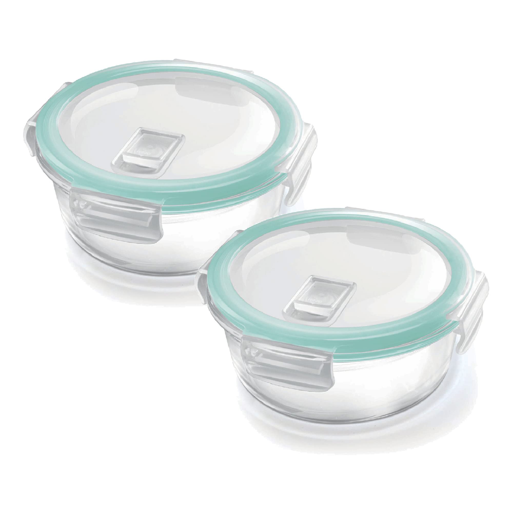 MILTON Treo Hi Borosilicate Glass Clip Fresh Round Food Storage Container Set of 2 (400ml Each) - Airtight, Microwave, Oven, Refrigerator & Dishwasher Safe, BPA Free, Stackable | Perfect for Meal Prep, Leftovers & Pantry Organization