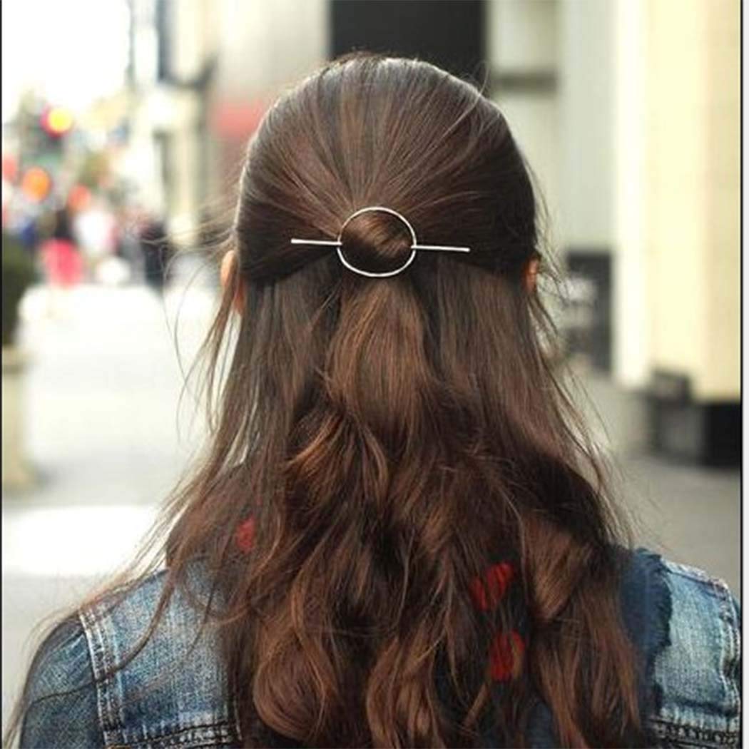 Dreamyn Round Hair Clips - Hollow Circle Hair Barrettes for Women - Fashion Geometric Hairpins - Minimalist Hair Accessories & Jewelry (Silver) - Perfect for Office, Party & Everyday Wear