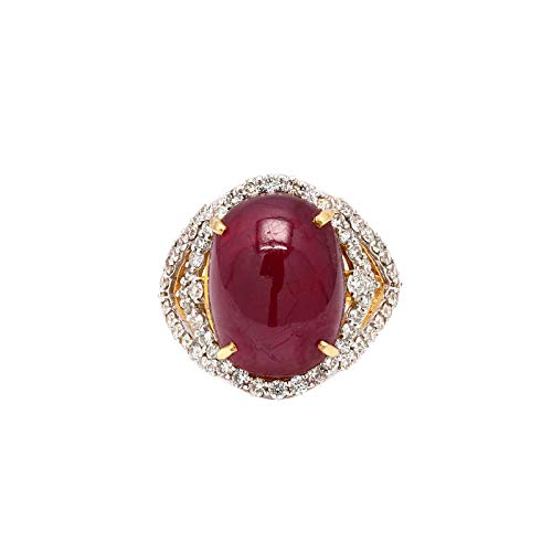 14k Solid Yellow Gold Diamond & Ruby Engagement Ring for Women | Genuine Oval Cut Diamond Ring | Minimalist Wedding Band | Perfect for Proposals, Anniversaries & Special Occasions