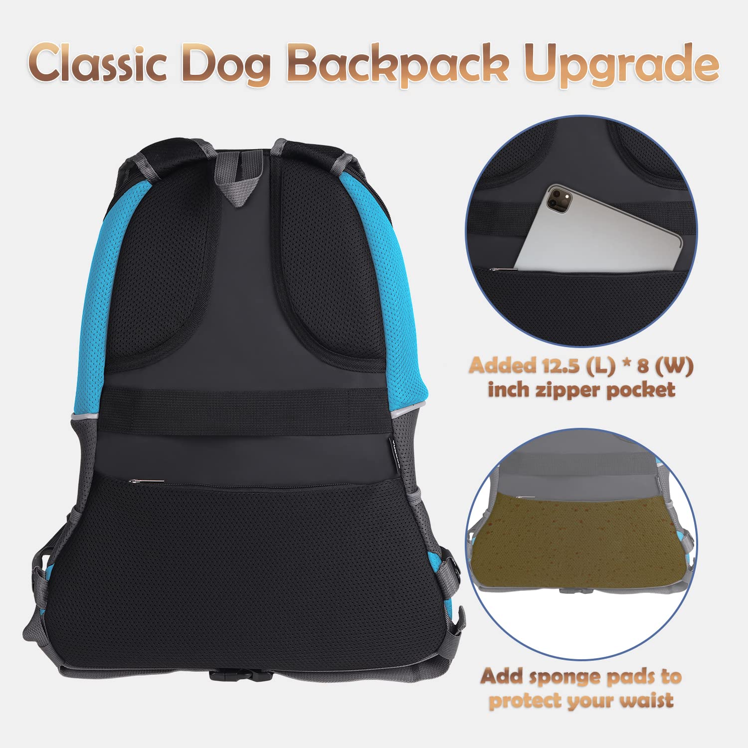 YUDODO Reflective Pet Carrier Backpack for Small Dogs & Cats - Front & Back Carry, Motorcycle & Outdoor Travel, Hiking, Cycling - Lightweight & Breathable (Sky Blue, Size L) - Perfect for Daily Commutes, Park Visits & Adventure Trips