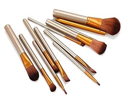**MeeTo 12-Piece Professional Makeup Brush Set - Golden Bridal & Travel Cosmetic Brushes for Eyeshadow, Eyeliner, Eyebrow & Lip Makeup | Perfect for Wedding, Salon & On-the-Go Beauty**