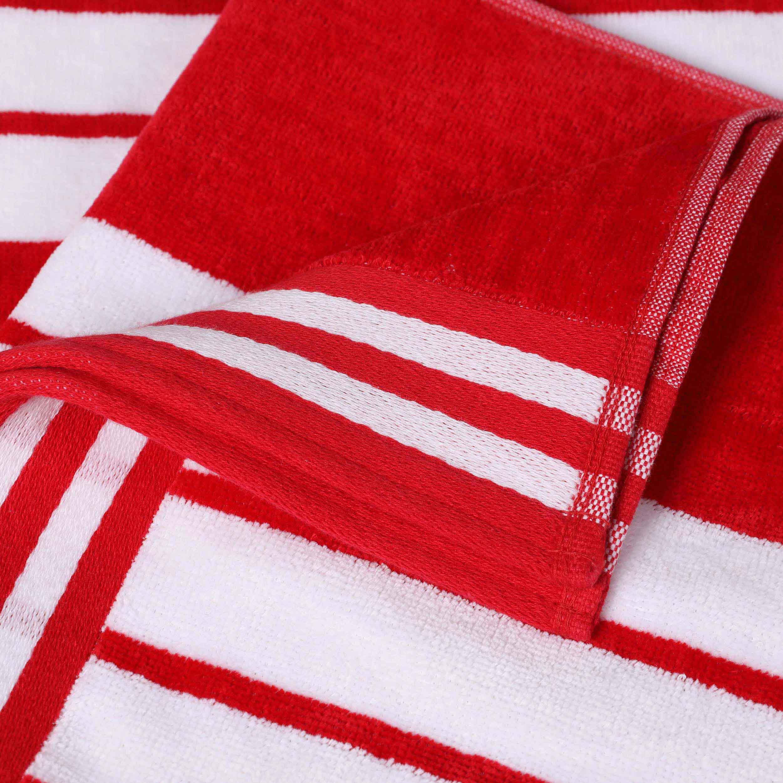 Premium Cabana Stripe Oversized Cotton Beach Towel Set (2/4/6 Pack) - Soft Quick-Dry Bath Towels for Pool, Beach, Yoga & Travel