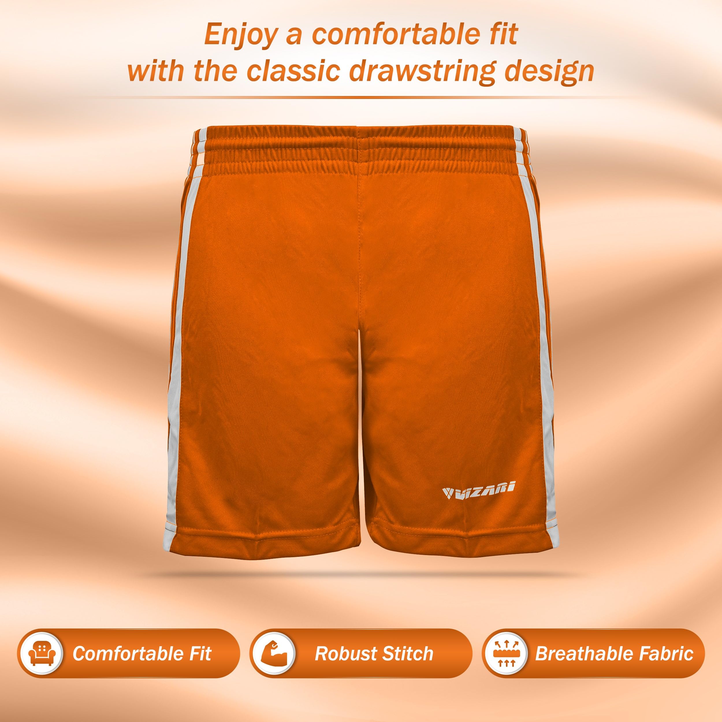 Vizari Youth Athletic Shorts - Breathable Polyester Sports Shorts for Boys & Girls | Soccer, Gym, Running, Basketball | Ideal for Training, Practice & Outdoor Activities