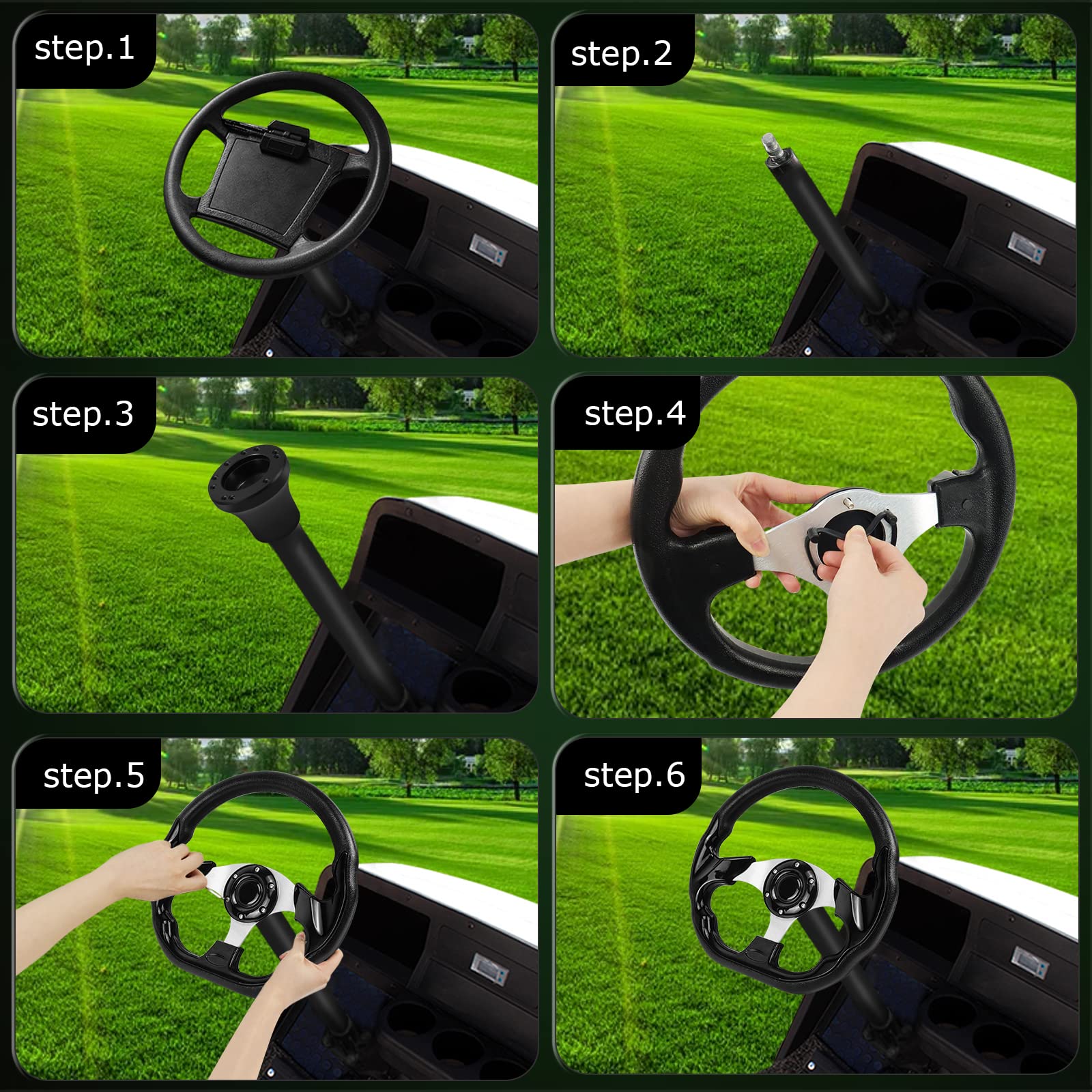 EZGO TXT & RXV Golf Cart Steering Wheel Adapter - Black Universal Golf Cart Accessories for Easy Installation - Perfect for Upgrading & Customizing Your Golf Cart
