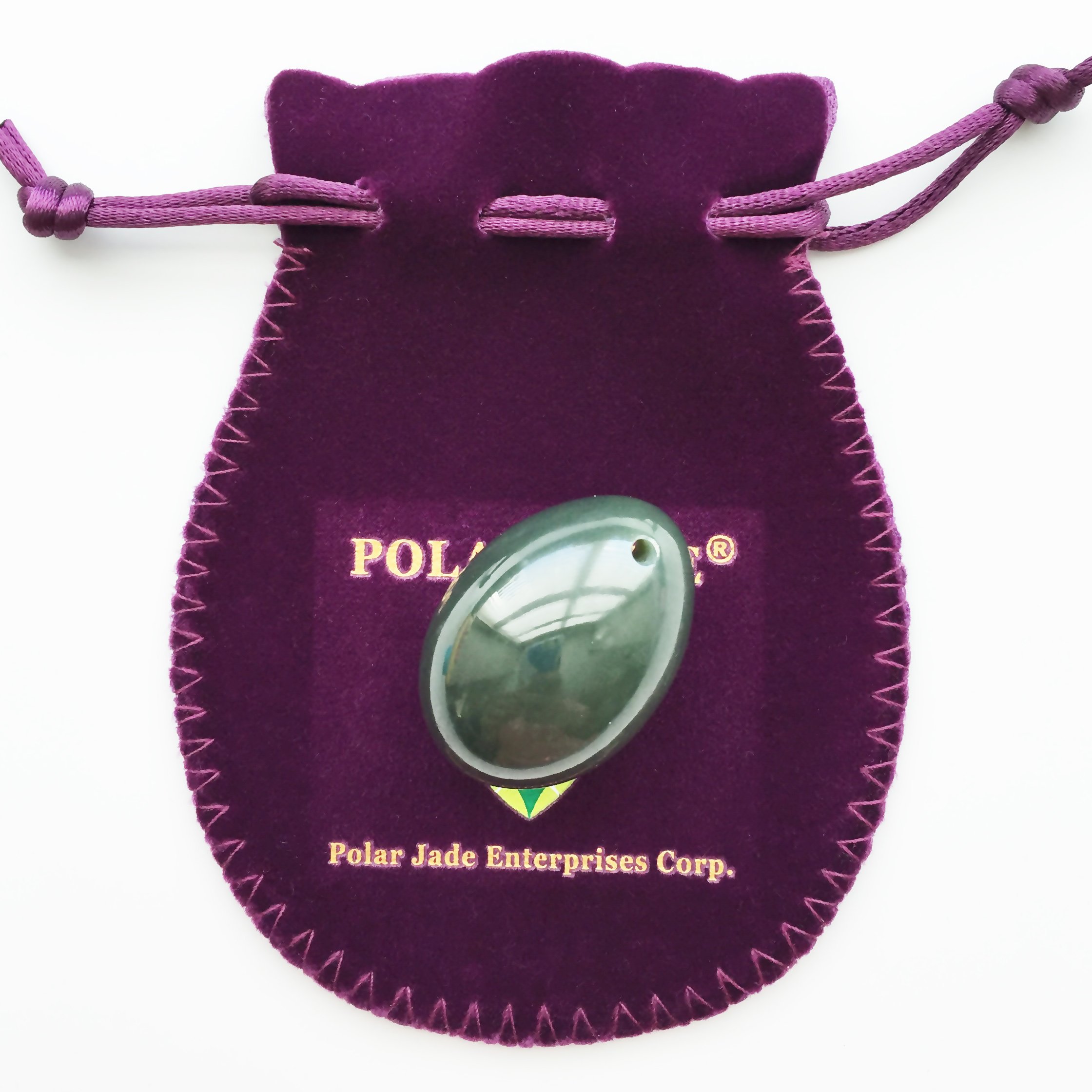 Authentic Nephrite Jade Egg - 35x25mm Drilled Yoni Egg for Pelvic Floor Exercise & Intimate Wellness by Polar Jade - Perfect for Yoga, Meditation & Holistic Healing