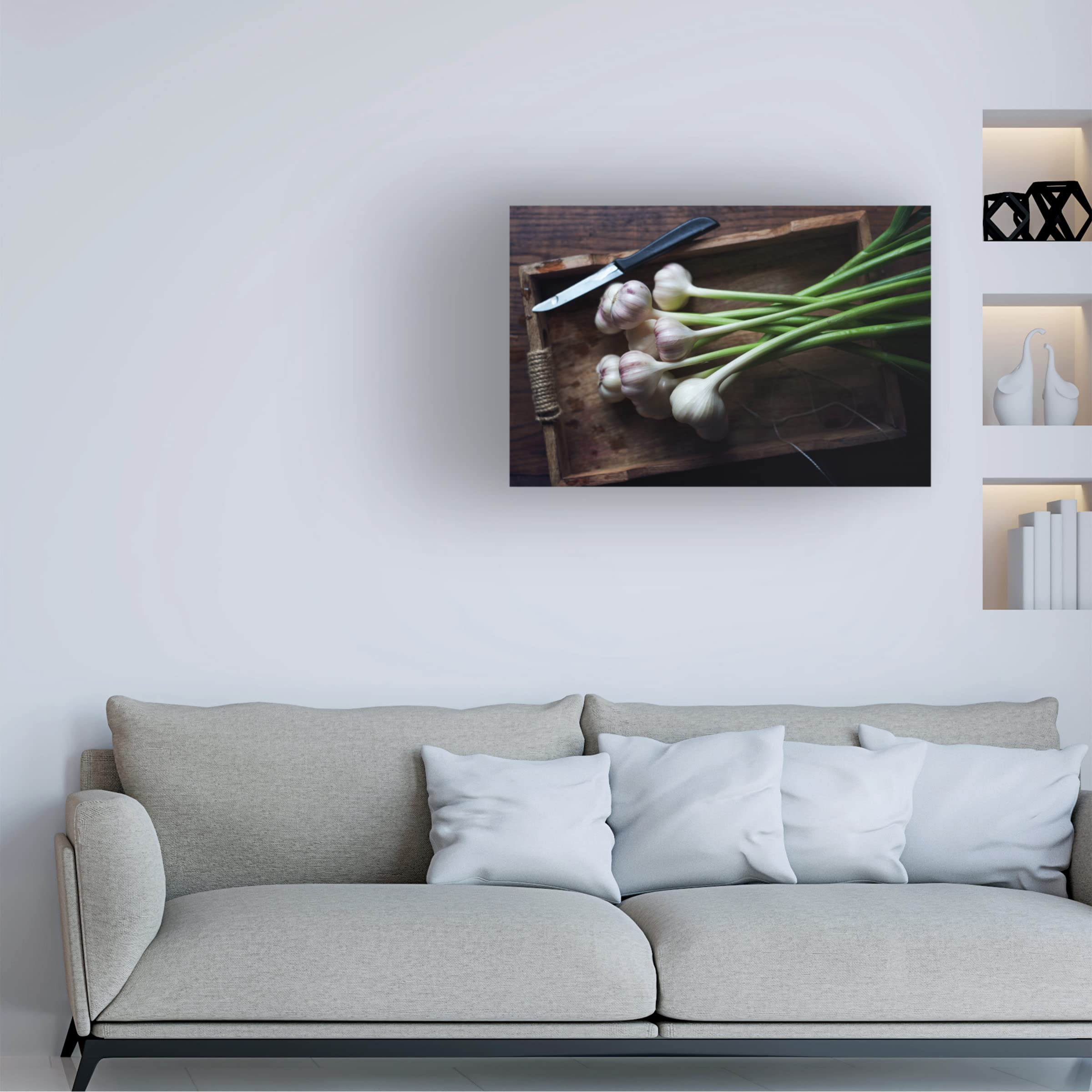 Trademark Fine Art 'Garlic' Canvas Wall Art Print by Aleksandrova Karina - Modern Kitchen Decor for Home & Restaurant