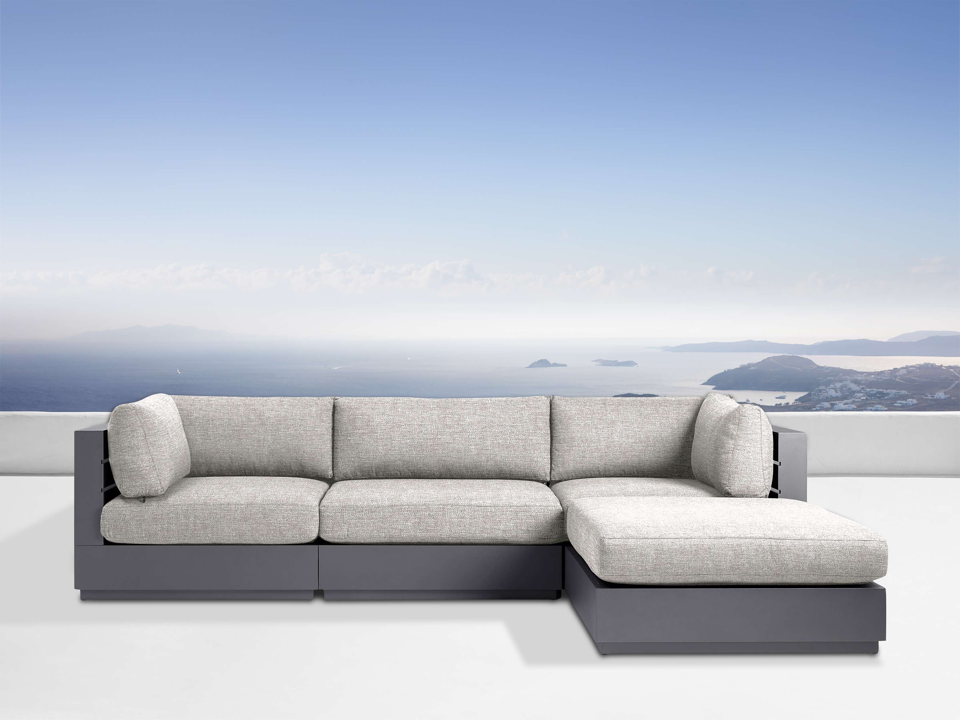 Bal Harbour Outdoor Aluminum 4-Piece Sectional Set - Modern Patio Furniture for Garden, Poolside & Backyard Relaxation