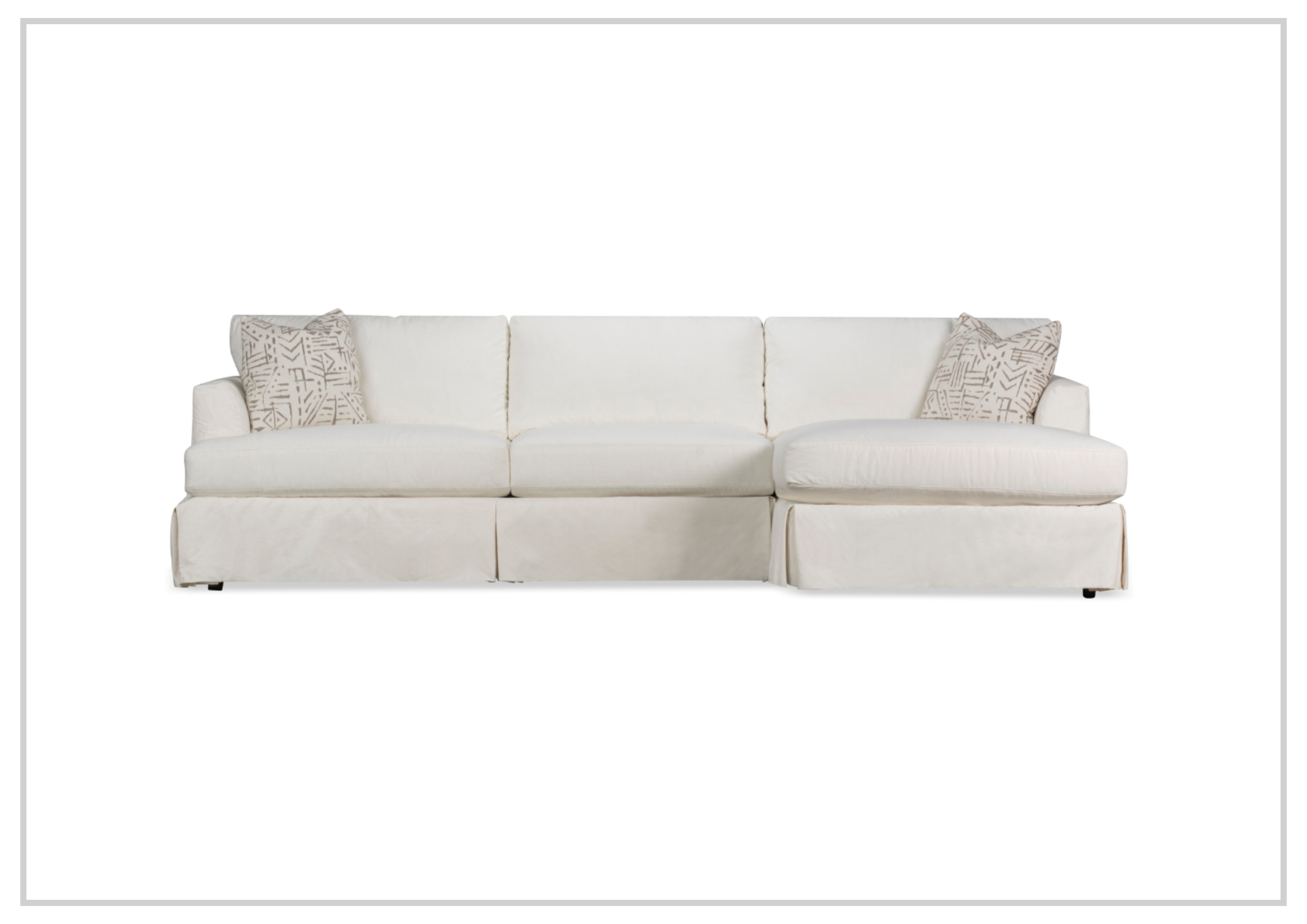 Klaussner Brixon Slipcover Fabric Sectional Sofa with Track Arms - Modern Living Room Furniture for Small Spaces, Comfortable Couch for Family Gatherings and Movie Nights