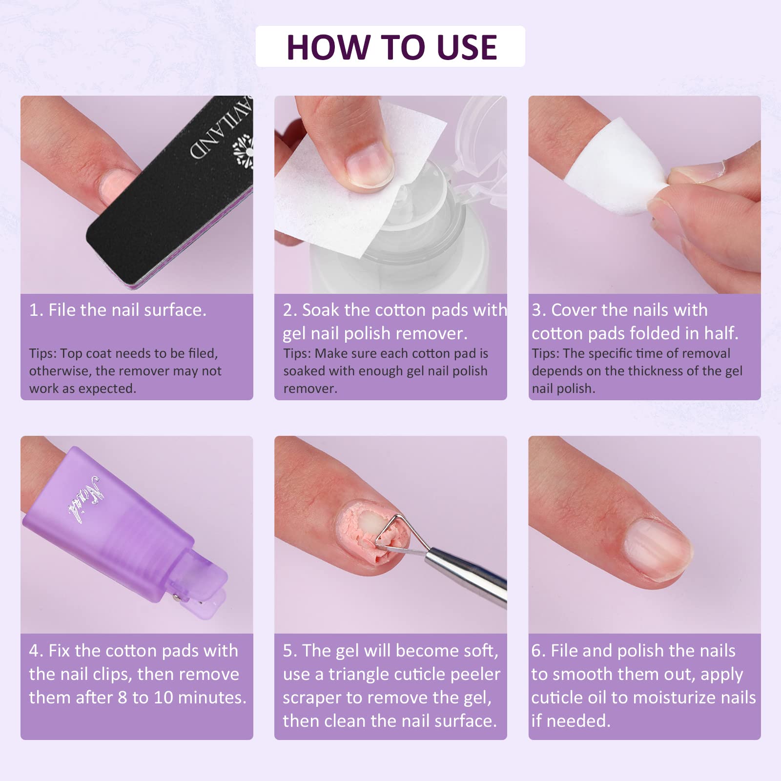 Acetone-Free Nail Polish Remover Kit - 250ml Gentle Solution with Nail Tools & Cotton Pads for Gel, Acrylic & Regular Polish | Safe Nail Care for Professional Salon, Home Manicure, DIY Nails, Spa Days & Travel Essentials