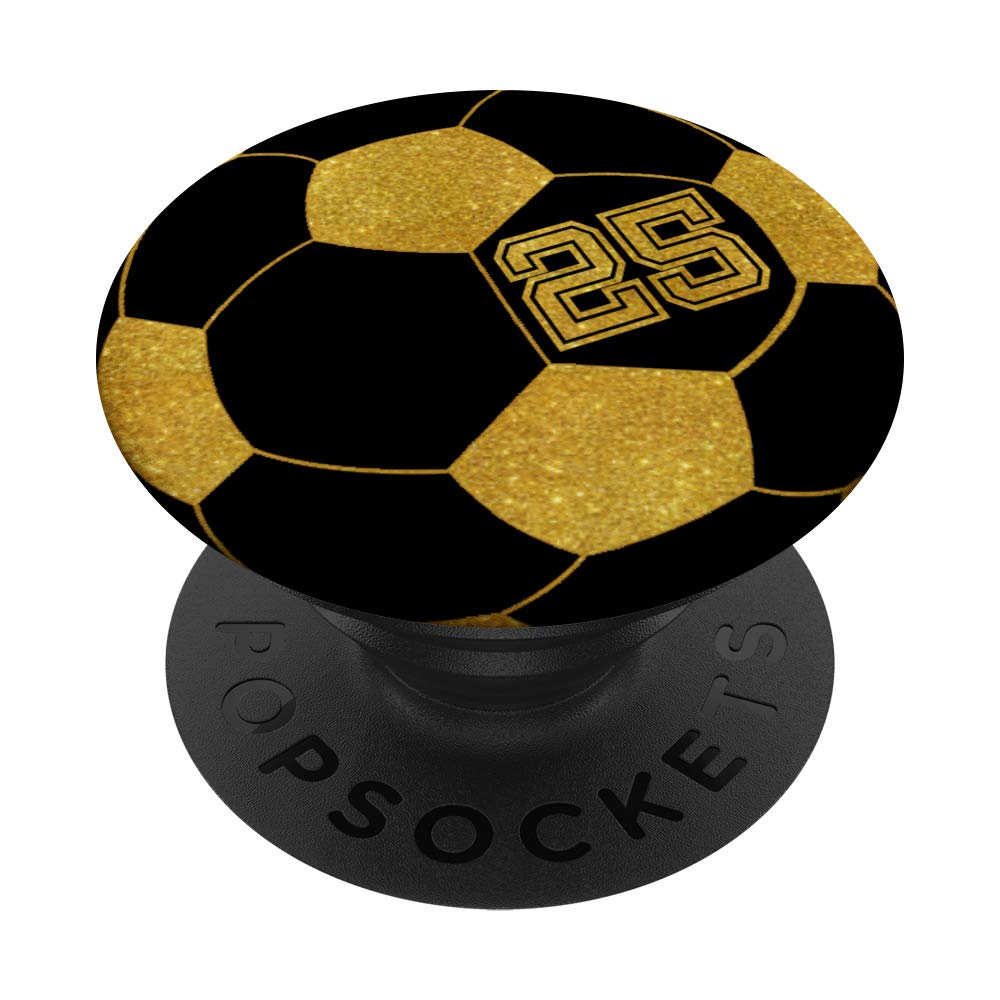 Golden Soccer Ball Player #25 Jersey No 25 Football Gift PopSockets PopGrip - Swappable Grip for Phones & Tablets - Perfect for Sports Fans & Mobile Enthusiasts