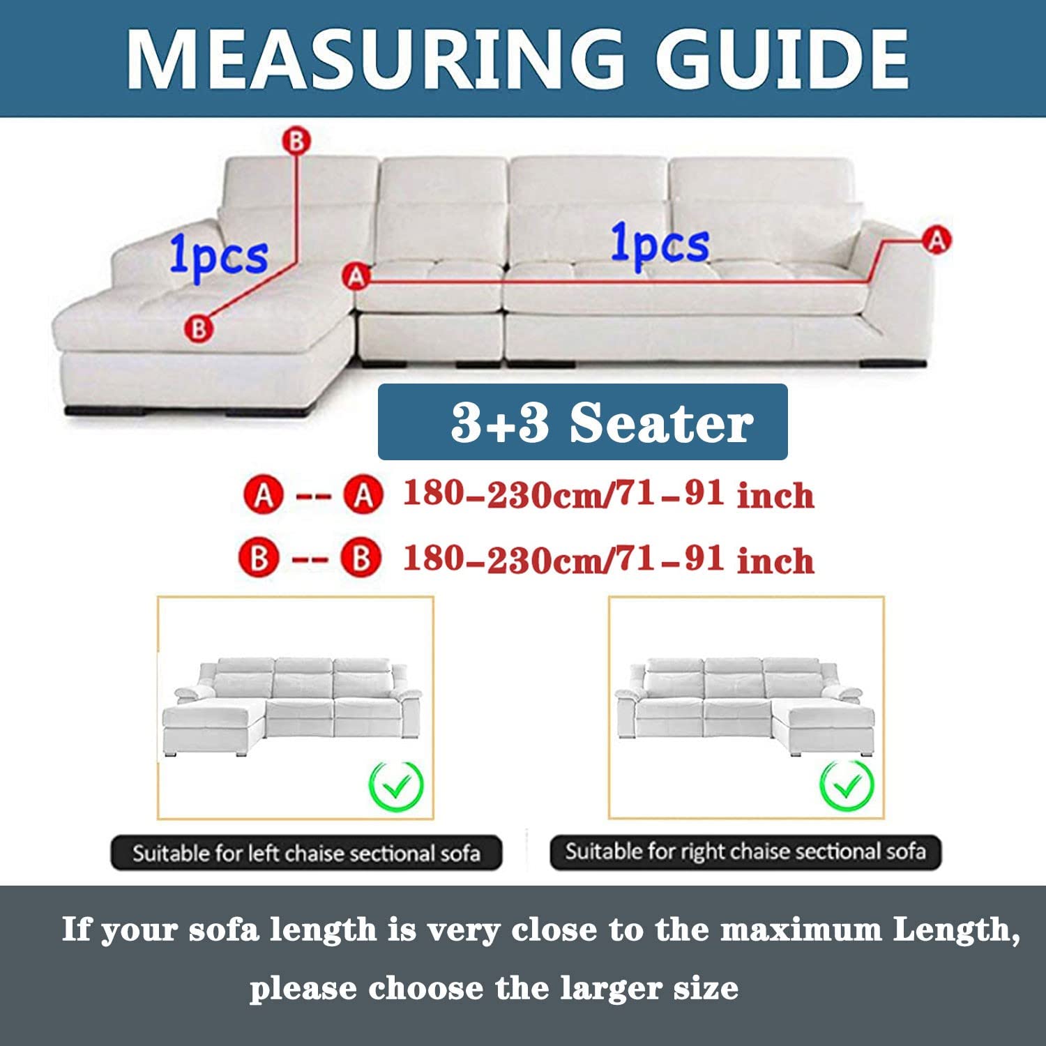Stretch L-Shaped Sectional Sofa Slipcover - 3+3 Seat Couch Cover for Pets & Kids, Blue Furniture Protector for Living Room | Perfect for Family Gatherings & Pet-Friendly Homes