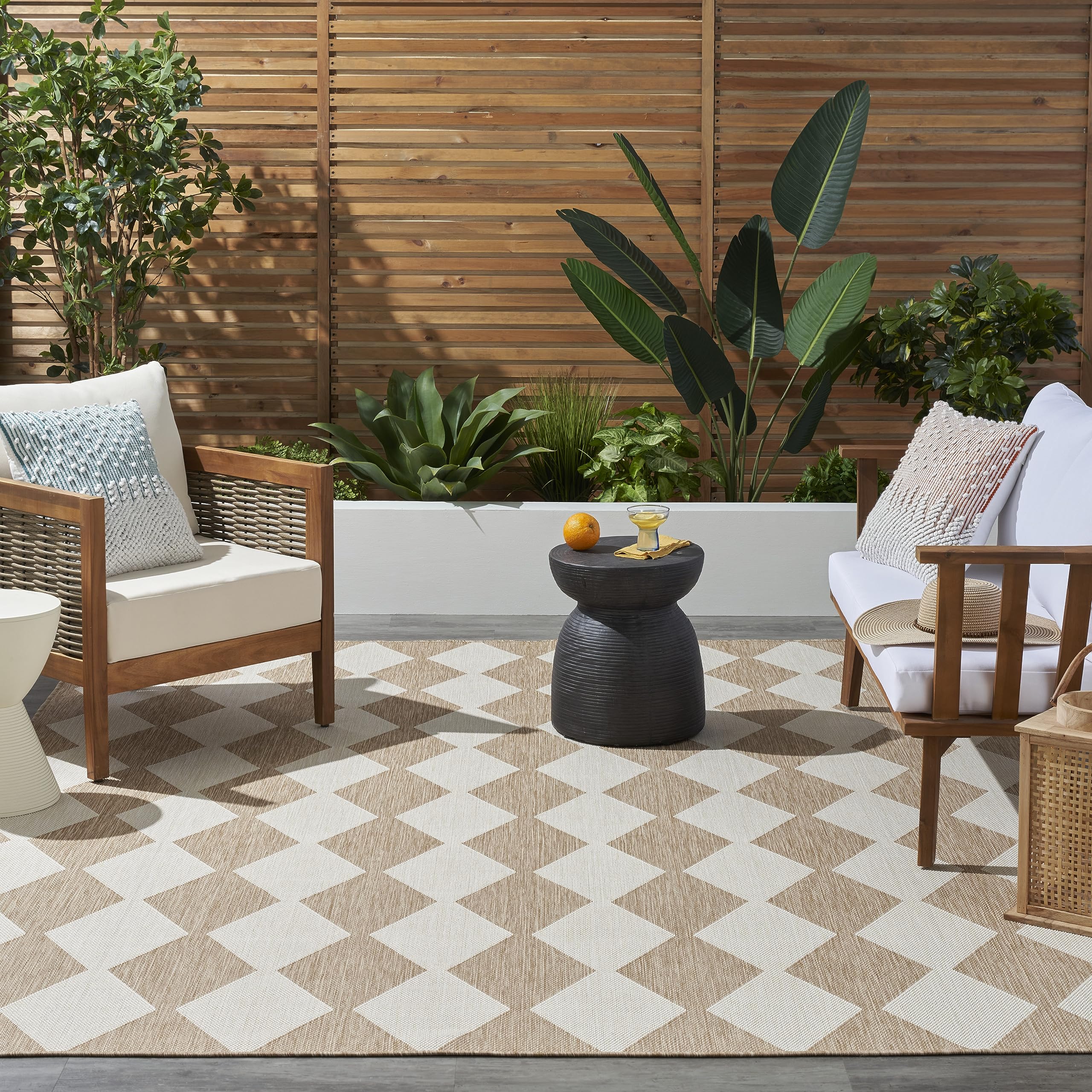 Nourison Positano 5' x 7' Indoor/Outdoor Jute Area Rug - Easy to Clean, Non-Shedding, Durable for Bedroom, Living Room, Dining Room | Perfect for Backyard, Deck, Patio & High-Traffic Areas