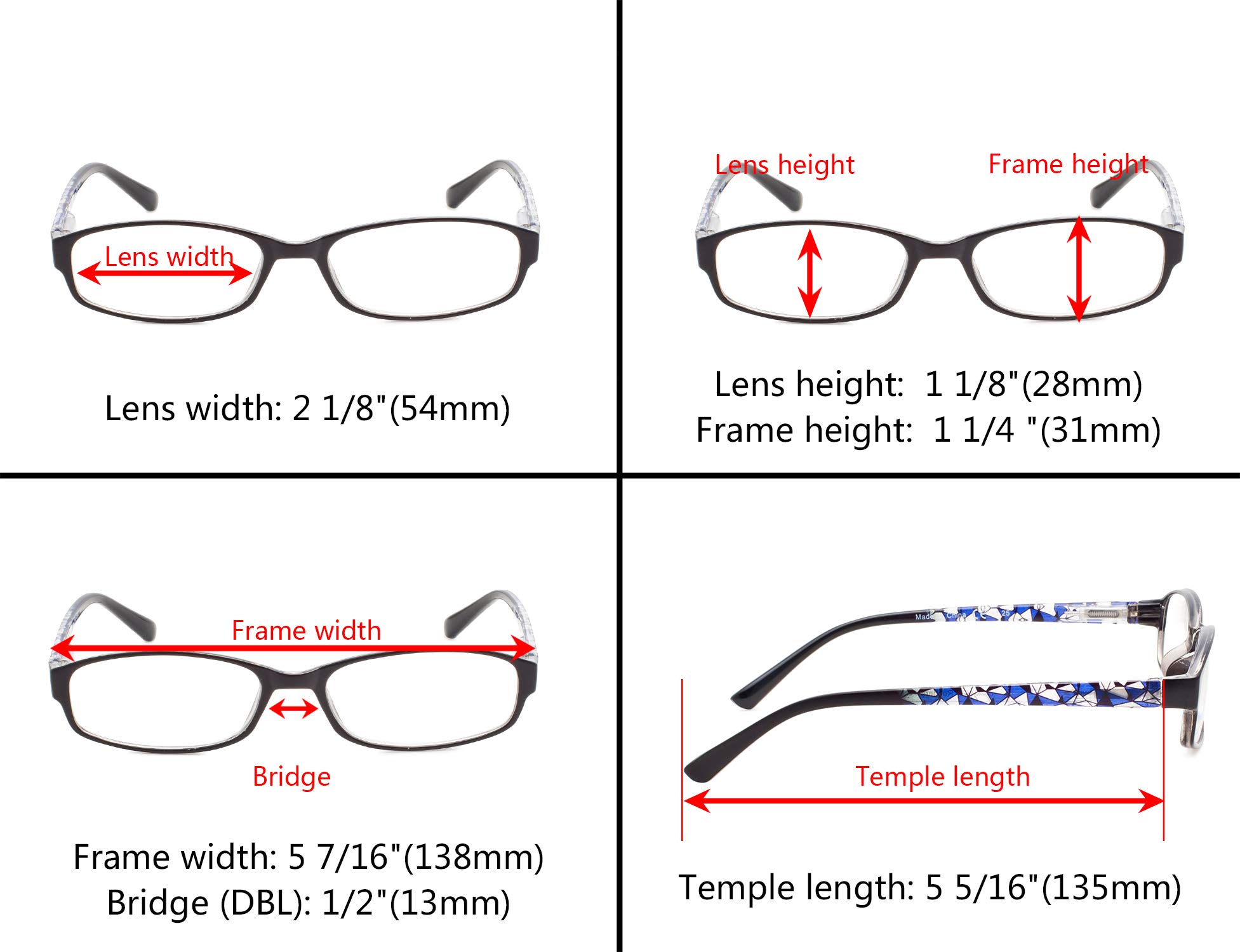 3-Pack Stylish Reading Glasses for Women with Flexible Spring Hinges - Perfect for Reading, Crafting & Computer Work