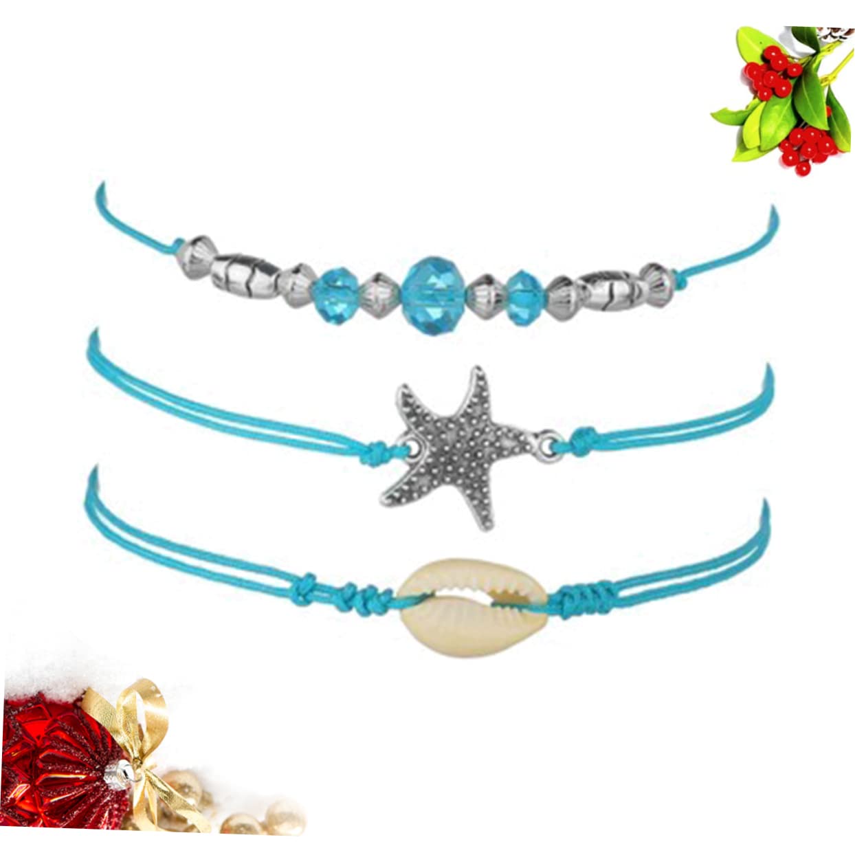 Boho Anklet Set for Women - Blue Sea Star Shell Beaded Ankle Chain Jewelry, Foot Hanging Accessories | Perfect for Beach Vacations, Summer Outfits & Boho Fashion