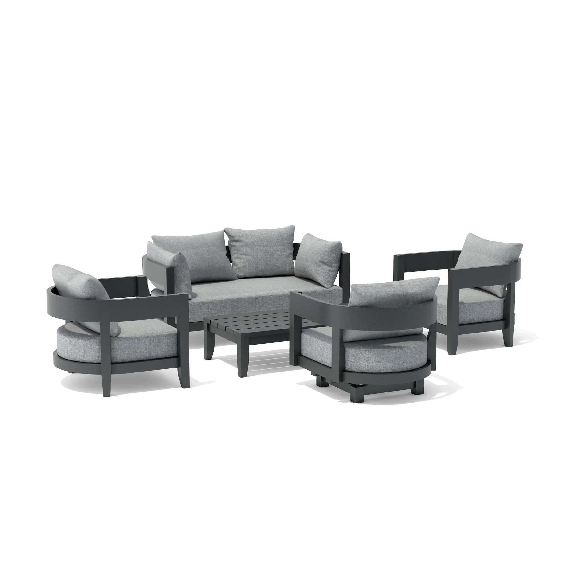 Anderson Teak 5-Piece Coronado Aluminum Deep Seating Patio Set (SET 173 AL) - Outdoor Furniture for Garden, Poolside & Backyard Relaxation