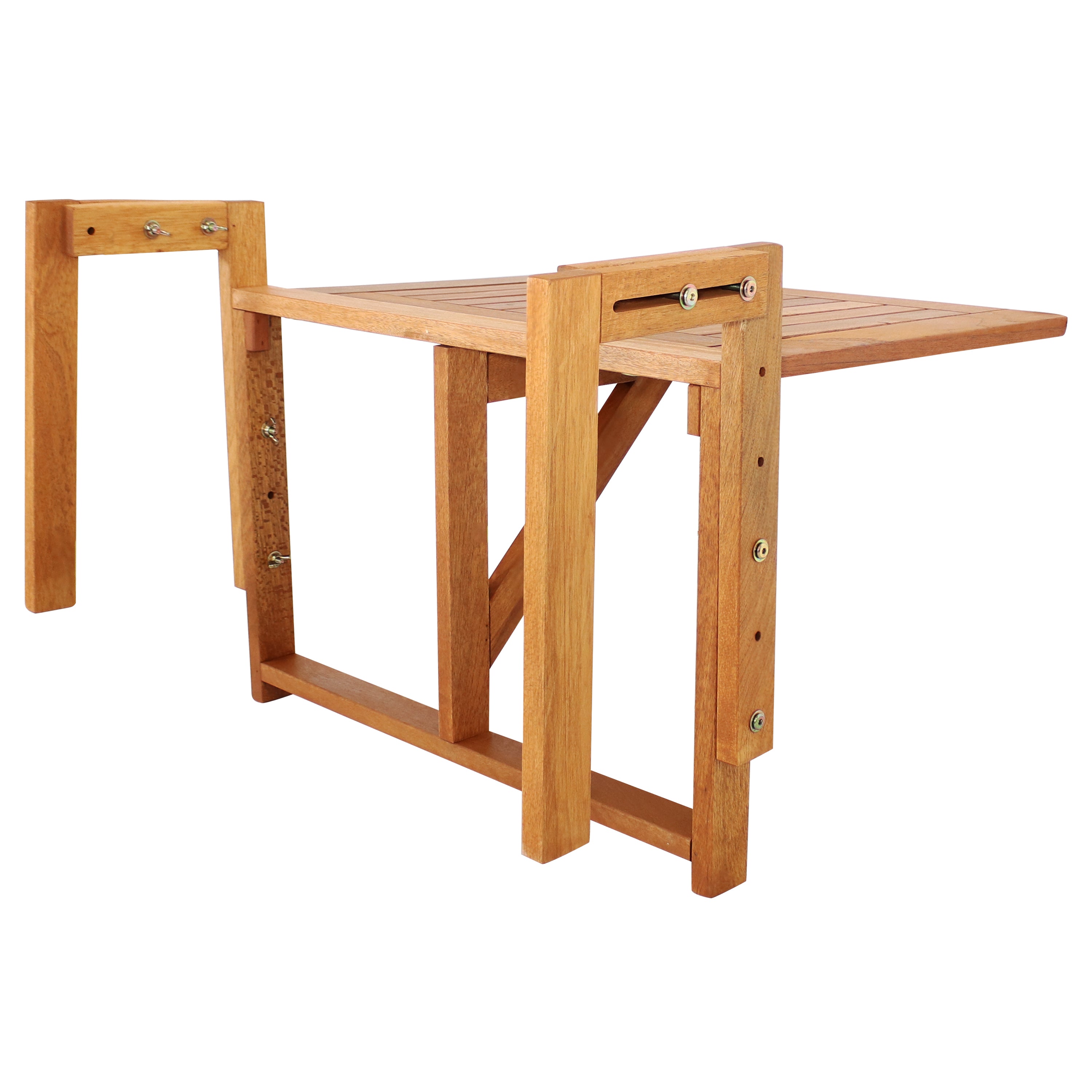 Sunnydaze Meranti Folding Balcony Railing Table - Space Saving Outdoor Bistro Table for Small Patios, Balconies & Decks - Perfect for Coffee, Drinks & Breakfast Al Fresco