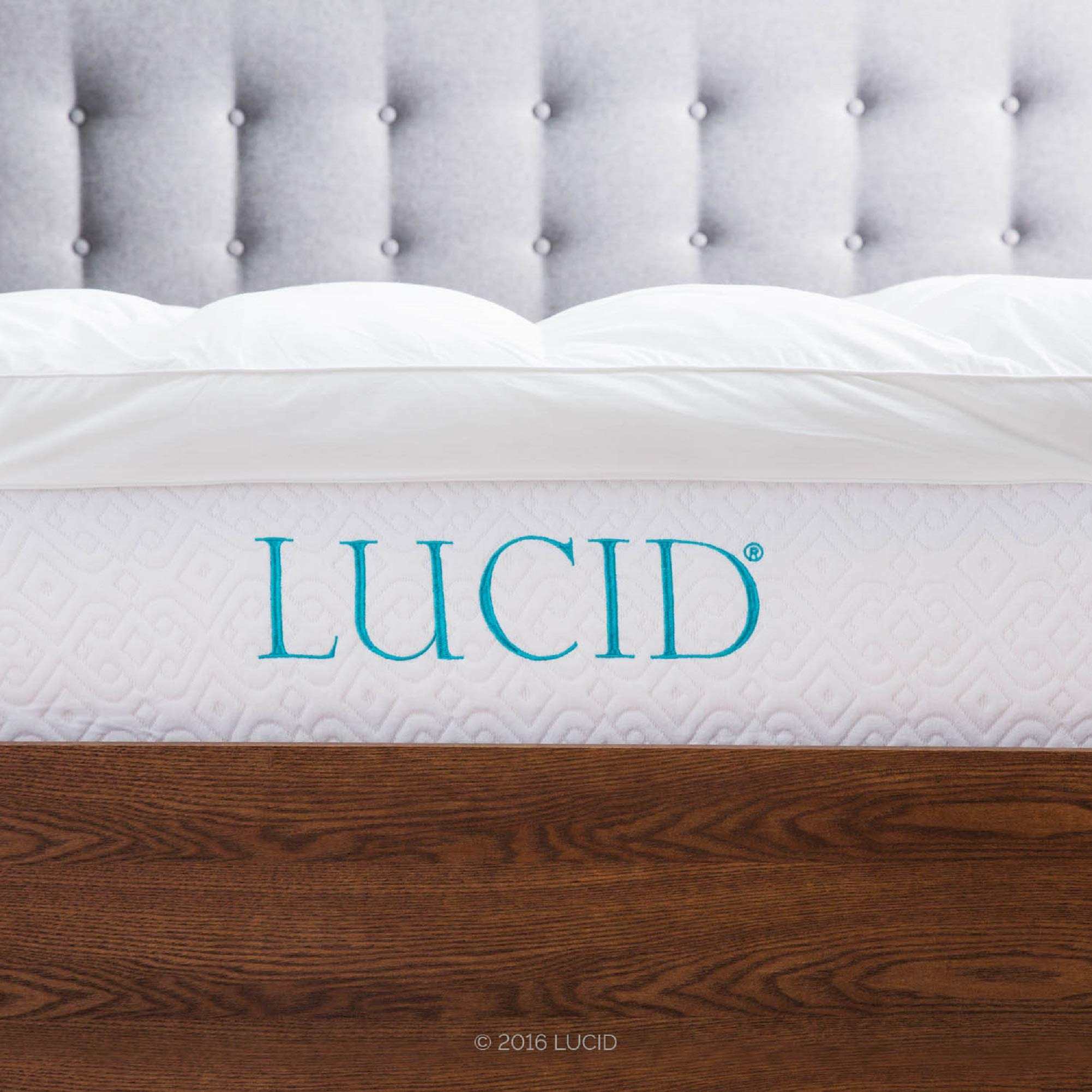 LUCID Ultra Plush 3 Inch Down Alternative Fiber Mattress Topper - Hypoallergenic Pillow Top with Soft Breathable Cotton Percale Cover - Full Size White - Perfect for Allergy Sufferers & Enhanced Sleep Comfort