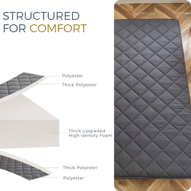 MAXYOYO Diamond Patterned Padded Japanese Futon Bed - Extra Thick Floor Mattress & Quilted Mattress Topper in Dark Grey | Perfect for Guest Beds, Small Spaces & Minimalist Home Decor