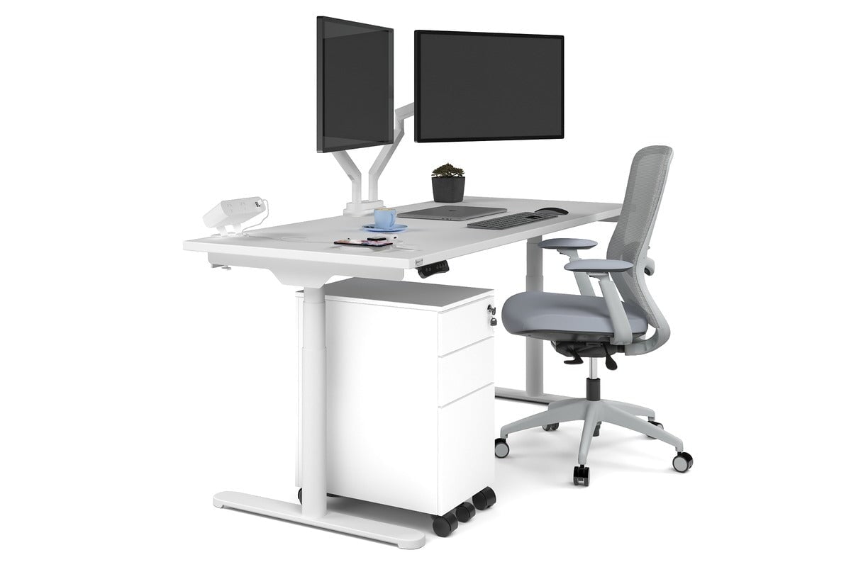 Premium Adjustable Height Single Workstation Desk - 1600L x 700W Size - Ideal for Home Office, Study & Workspace Ergonomics