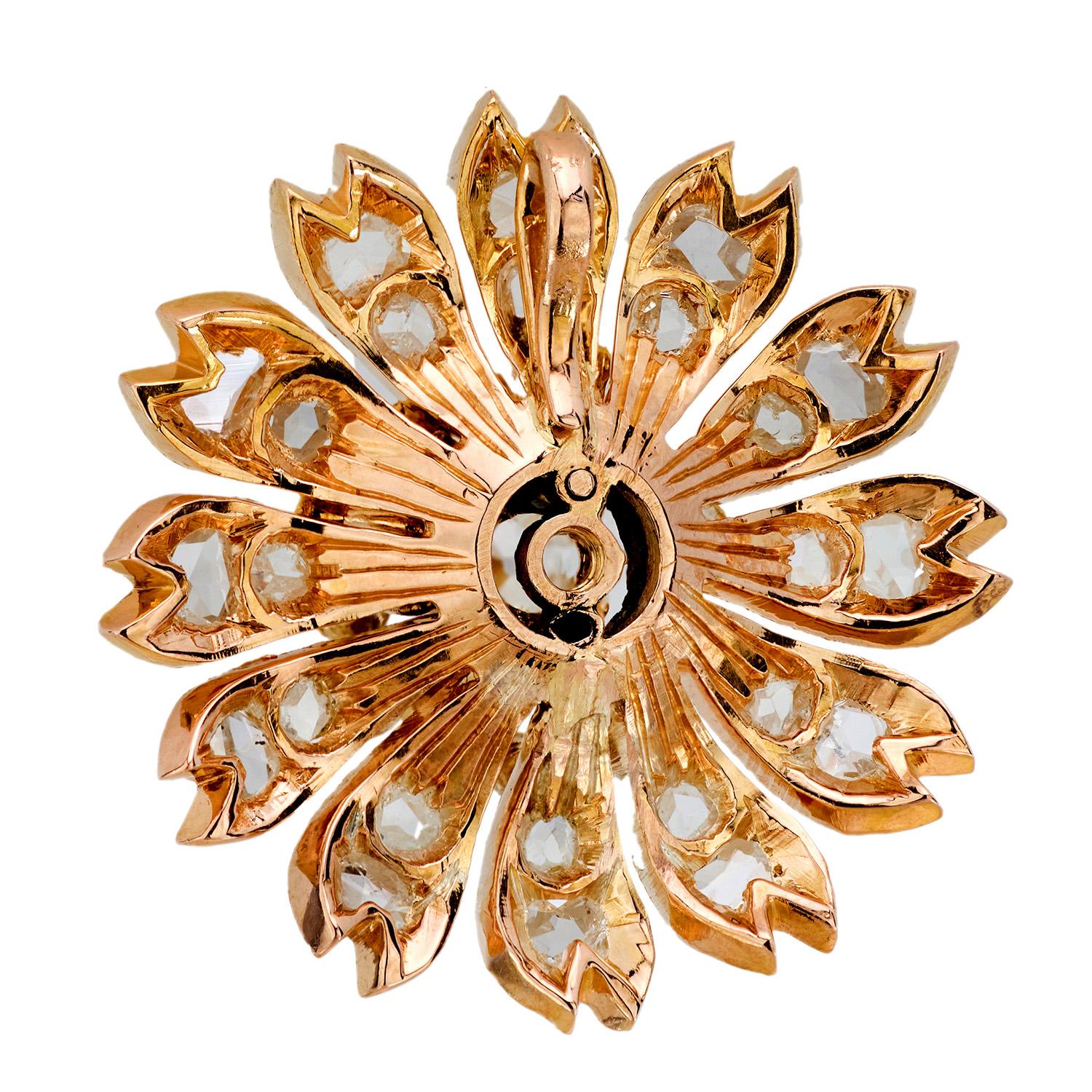 Victorian 18k Gold Diamond Floral Pendant Necklace - Elegant Antique Jewelry for Weddings, Anniversaries & Special Occasions