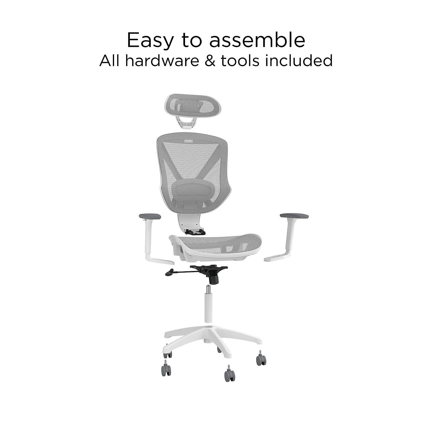 Union & Scale Flexfit Dexley Ergonomic Mesh Swivel Task Chair with Adjustable Lumbar Support - Gray Office Chair for Home & Workspace (UN61365) | Perfect for Long Hours of Computer Work, Gaming & Remote Office Setup